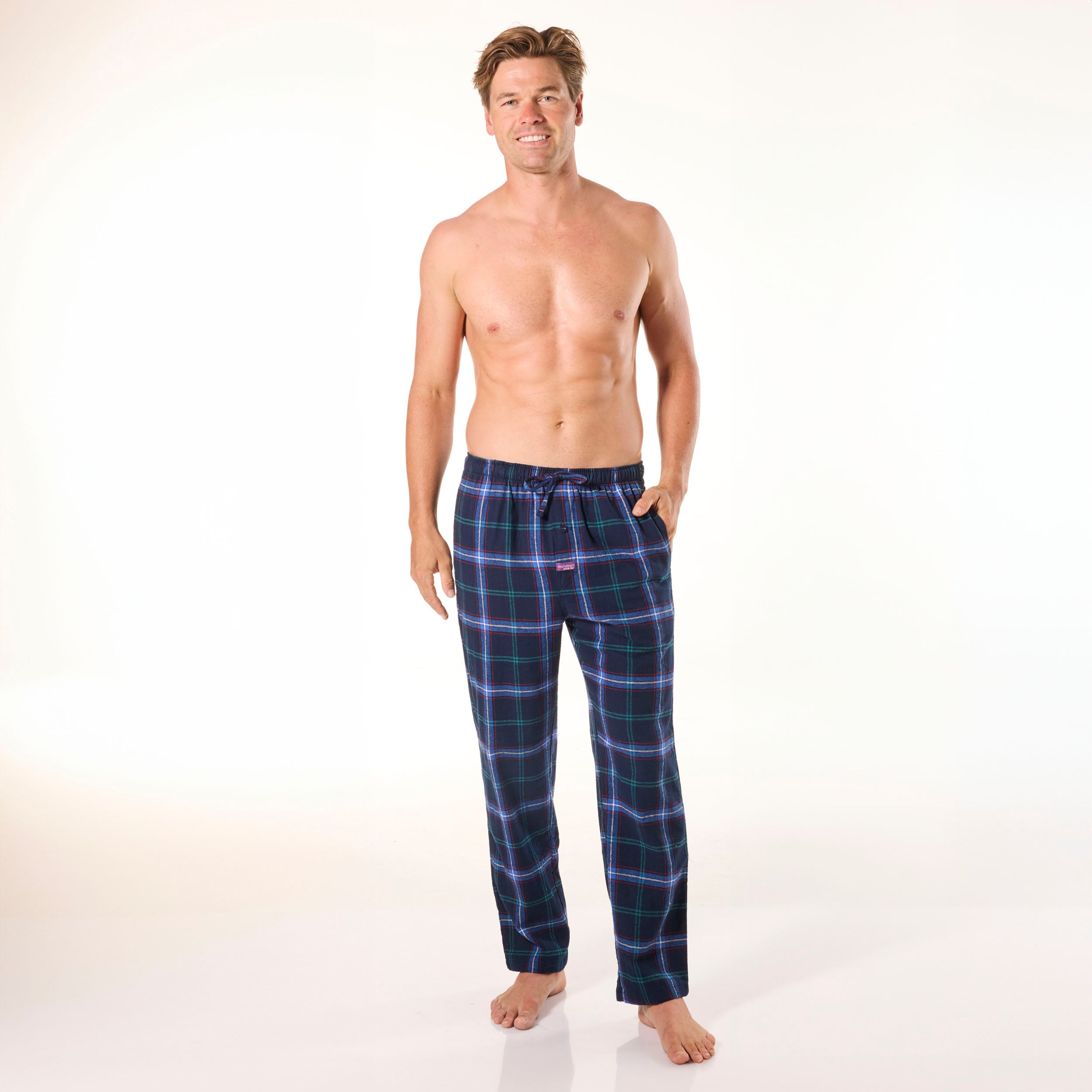 Men's Miles Check Cotton Flannel Sleep Pant - Navy - Image 4