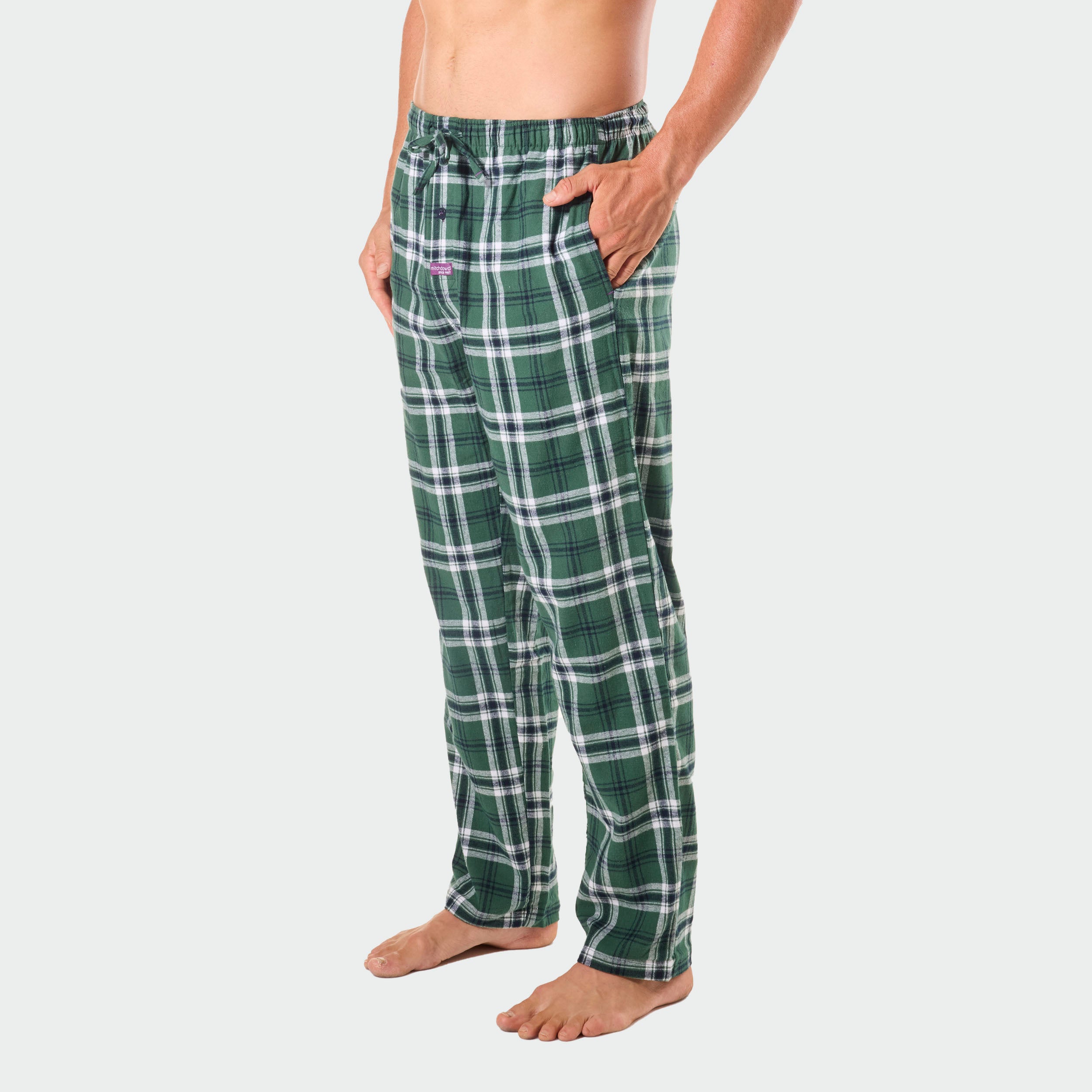 Men's Charles Check Cotton Flannel Sleep Pant - Green - Image 2