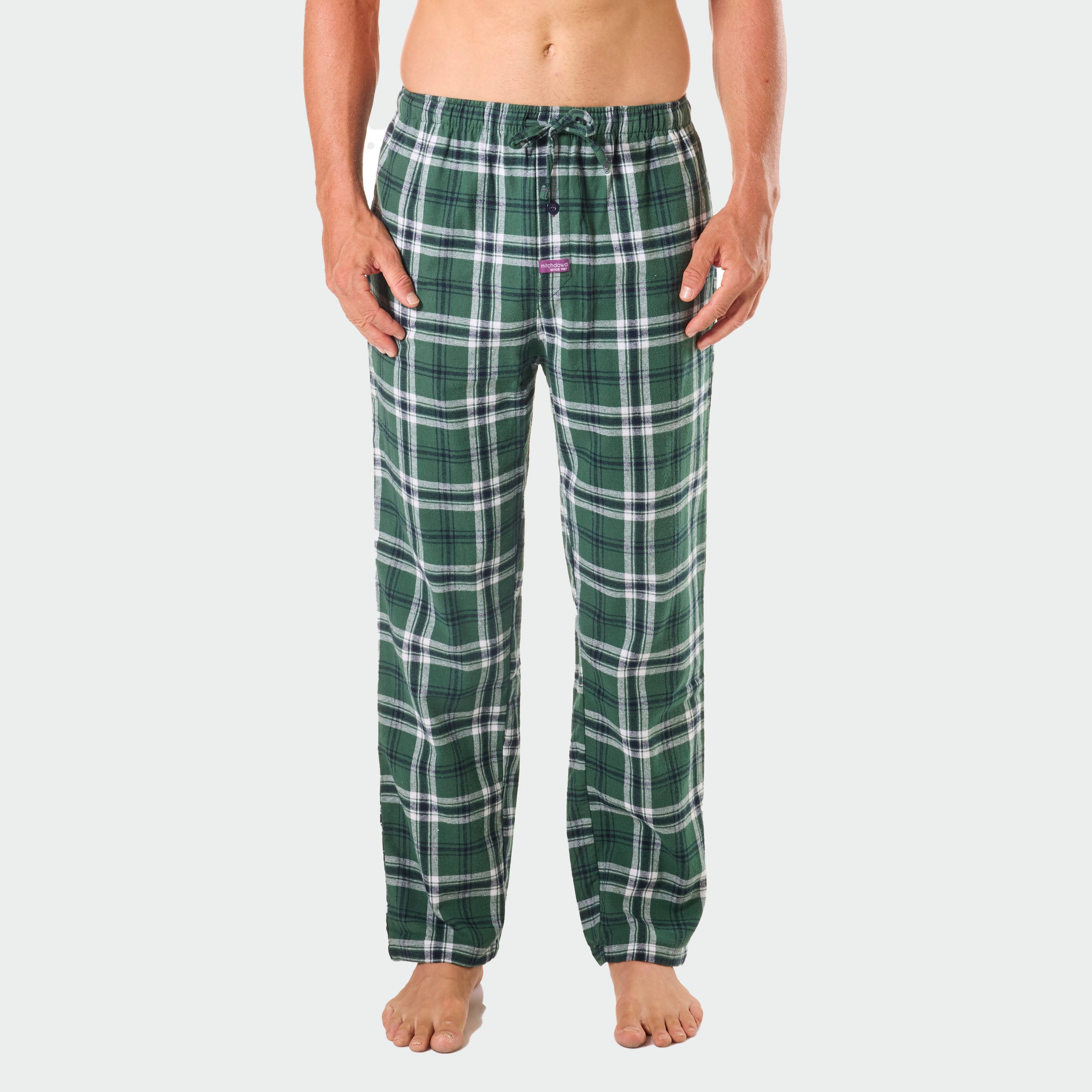 Men's Charles Check Cotton Flannel Sleep Pant - Green - Image 1