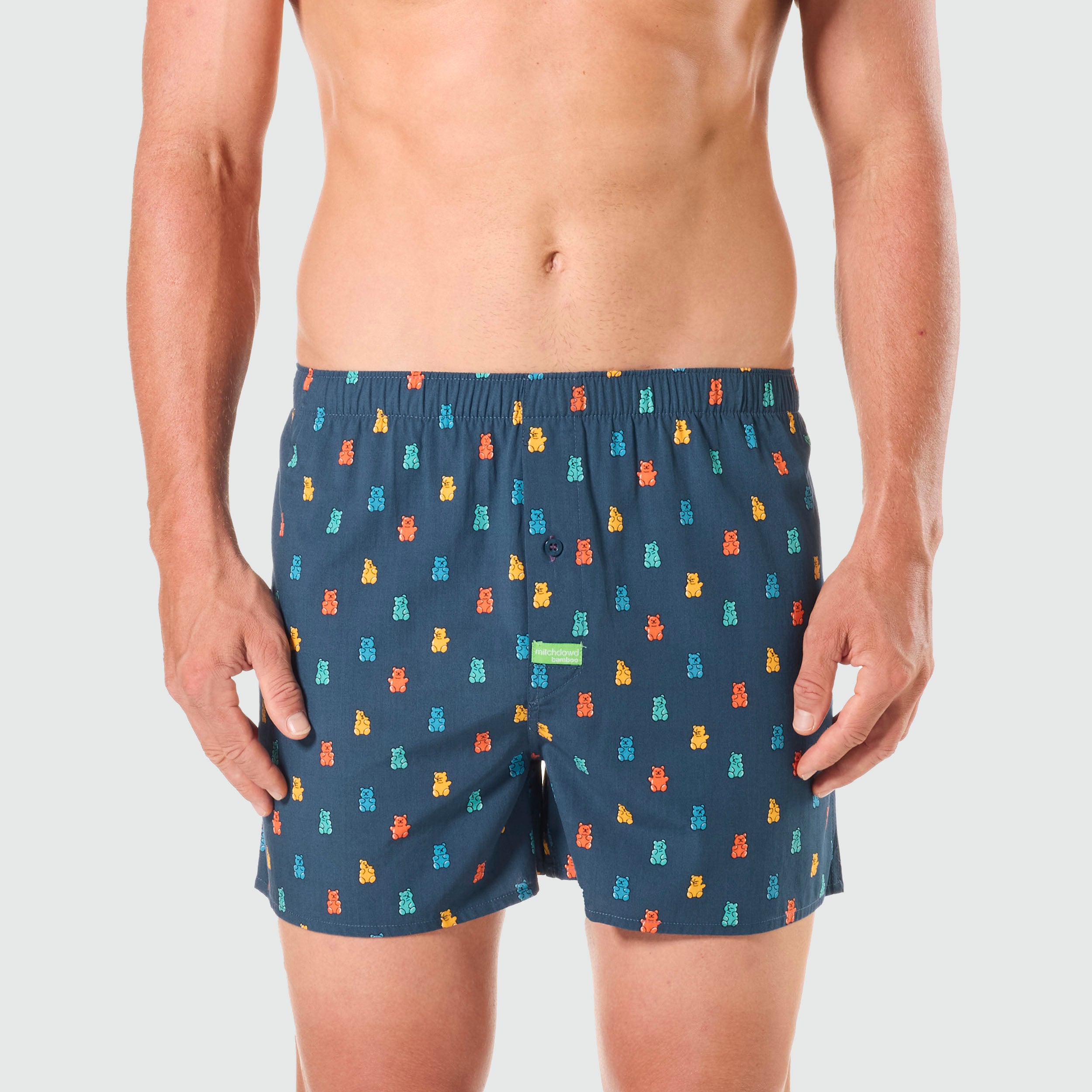 Men's Candy Bear Cotton Boxer Shorts - Blue - IMAGE 1
