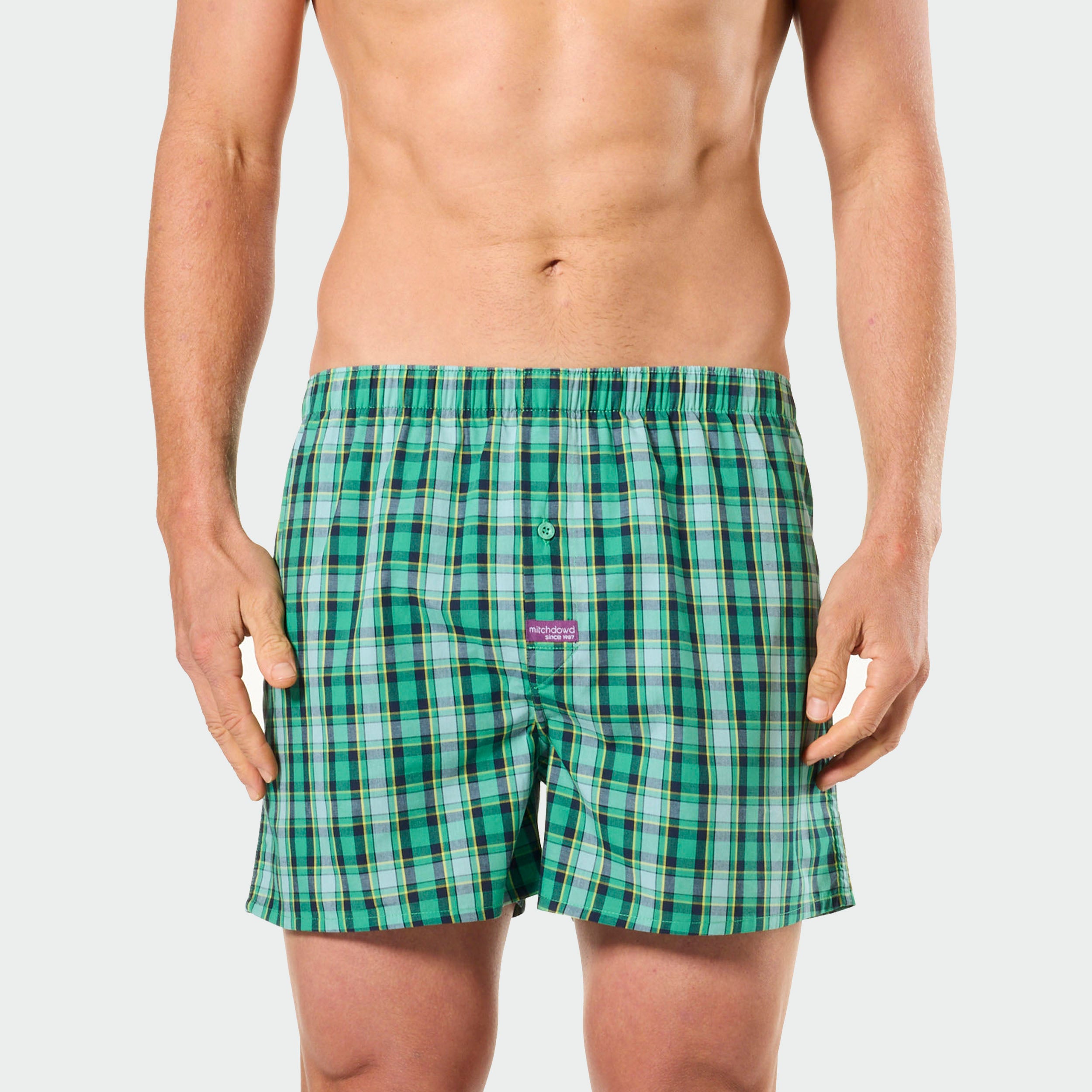 Mitch Dowd Men's Woven Boxer Shorts 3Pack Hot Dog,BBQ and Check Design