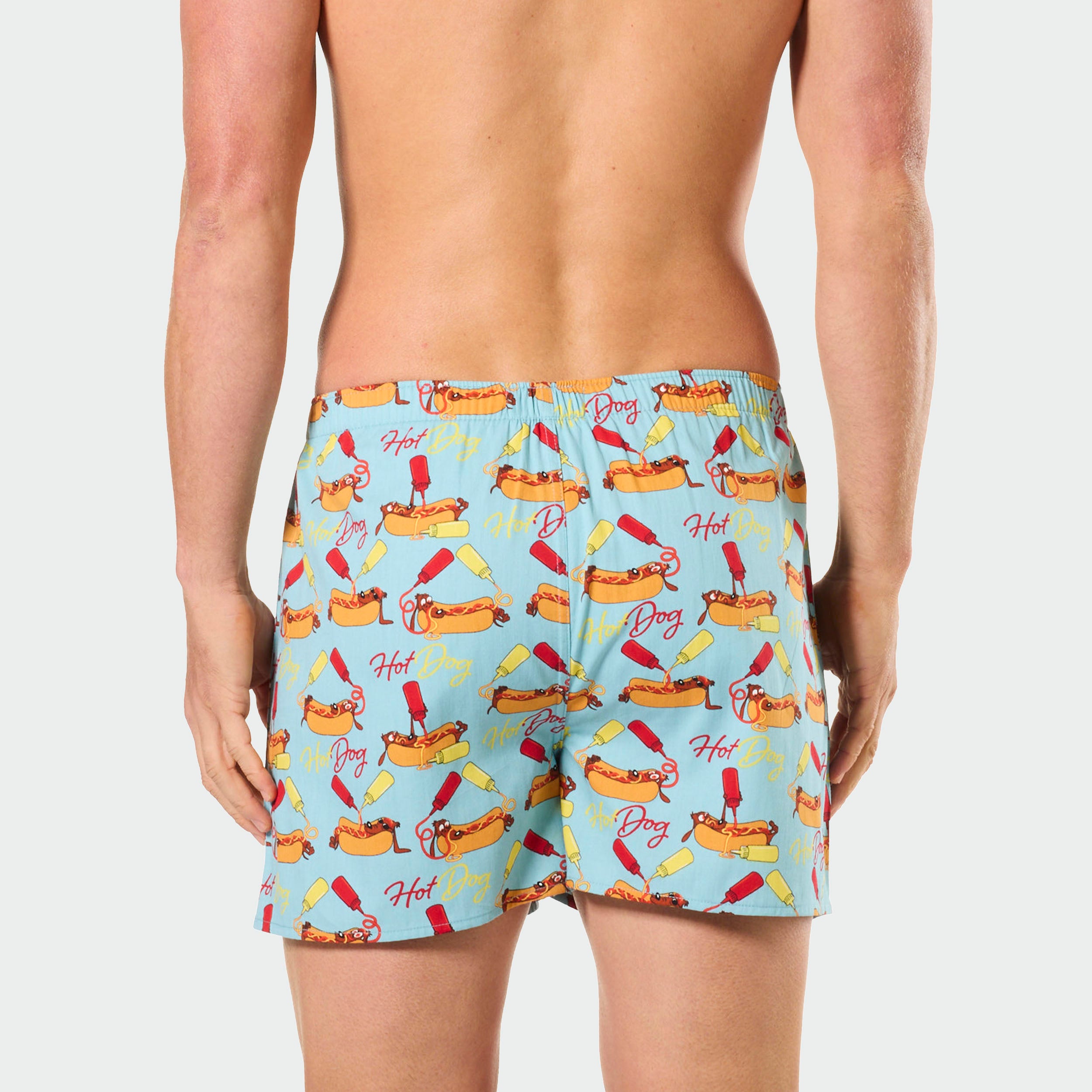 Mitch Dowd Men's Woven Boxer Shorts 3Pack Hot Dog,BBQ and Check Design