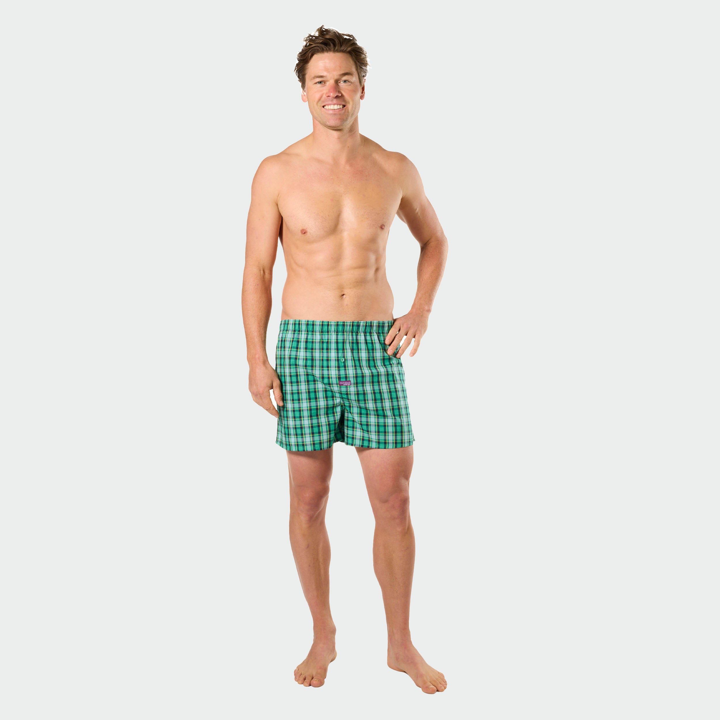Mitch Dowd Men's Woven Boxer Shorts 3Pack Hot Dog,BBQ and Check Design