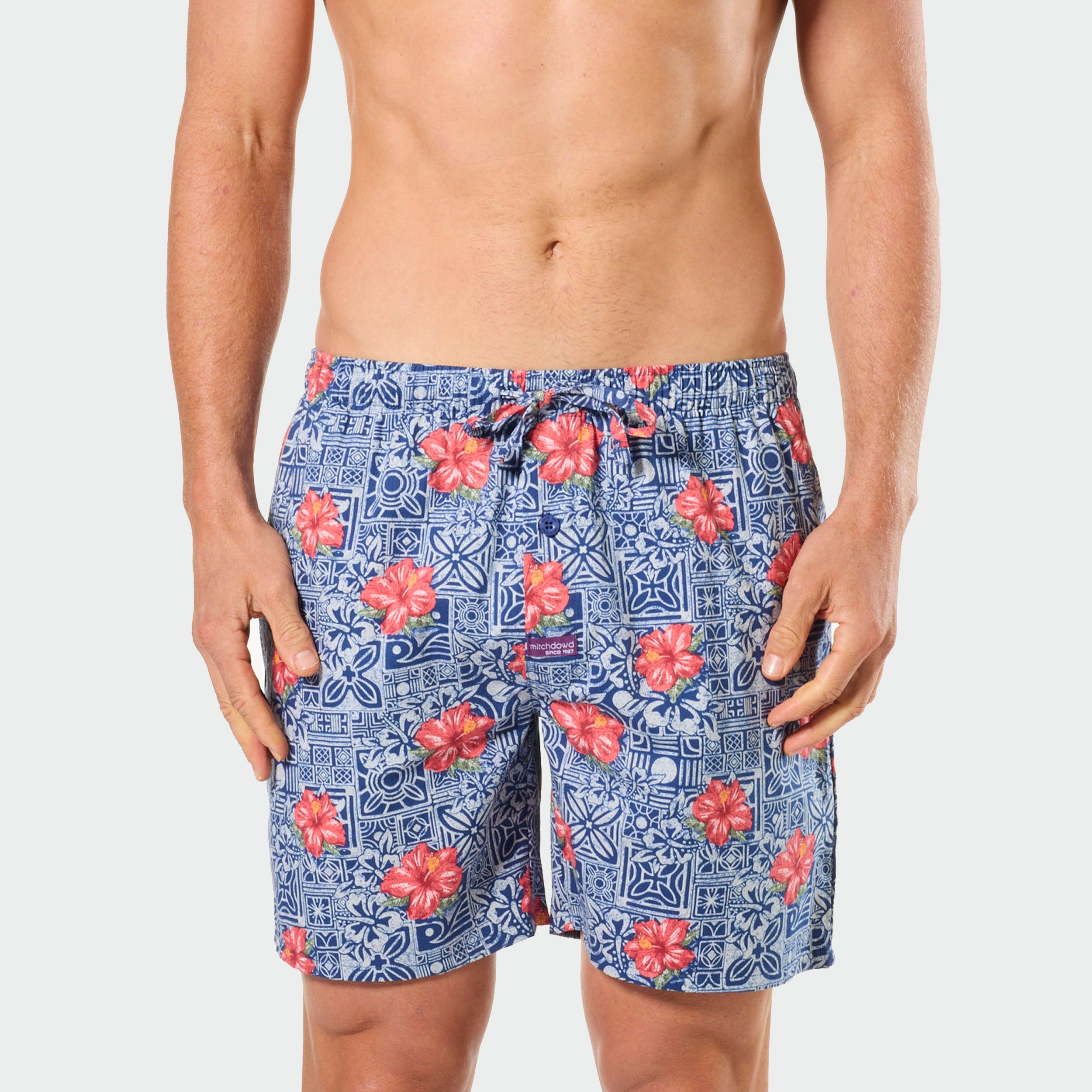 Mitch Dowd Men's Woven Sleep Shorts 2 Pack Stripe and Floral Design
