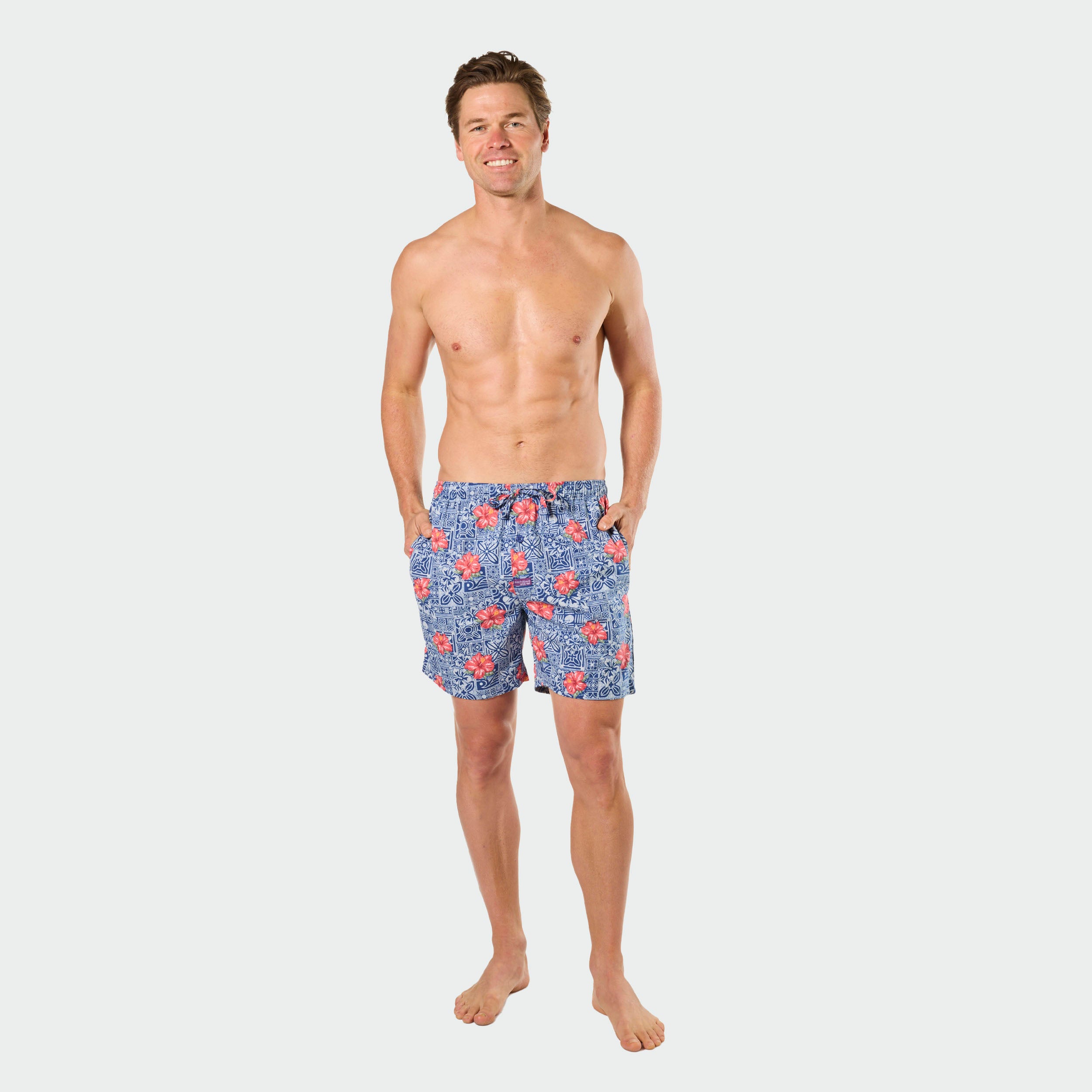 Mitch Dowd Men's Woven Sleep Shorts 2 Pack Stripe and Floral Design
