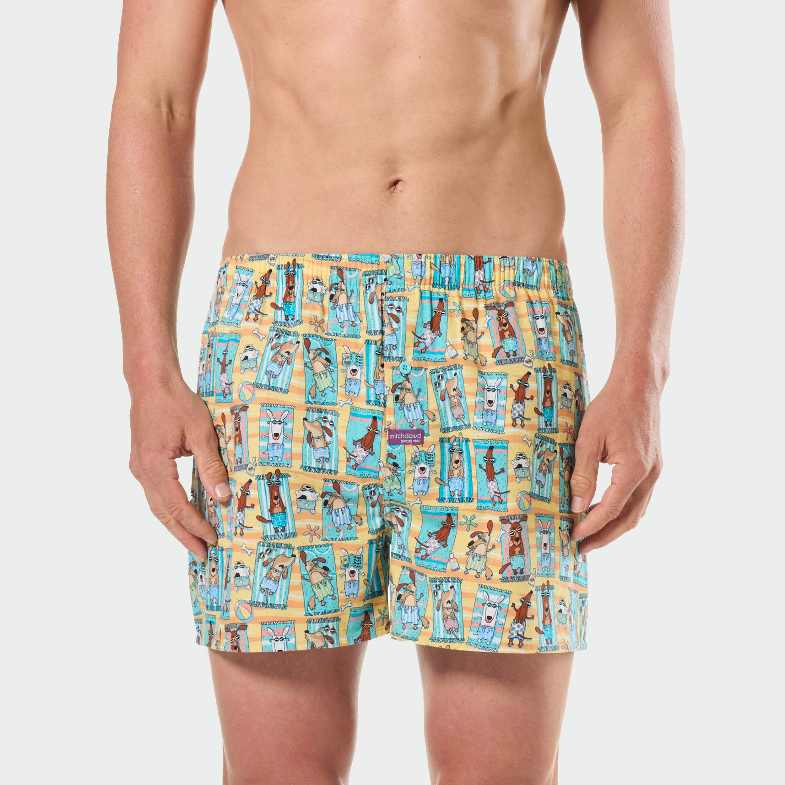 Mitchdowd Mens 3 Pack Beach Dog Boxer Shorts