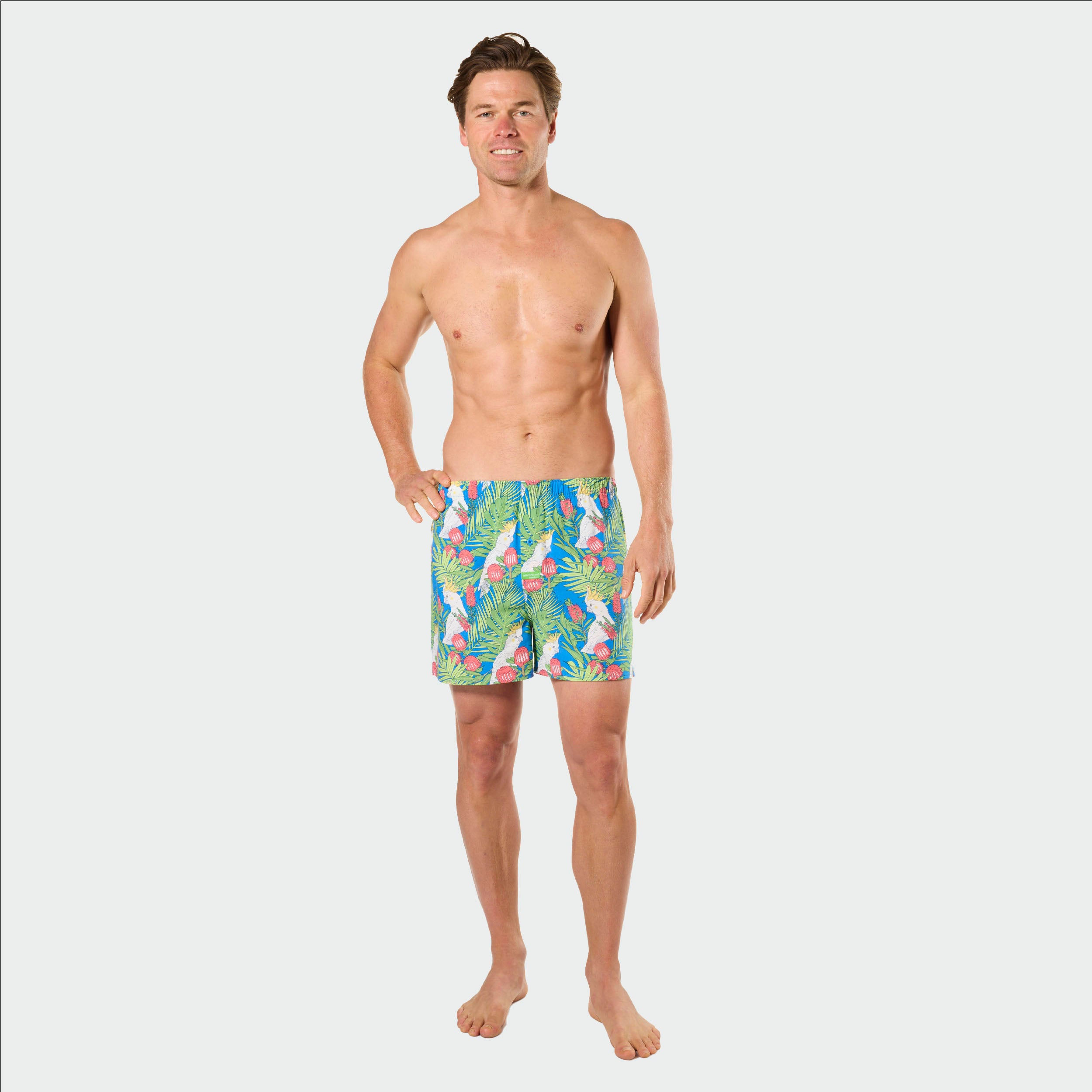 Mitch Dowd Men's Bamboo Boxer Cockatoo Leaves