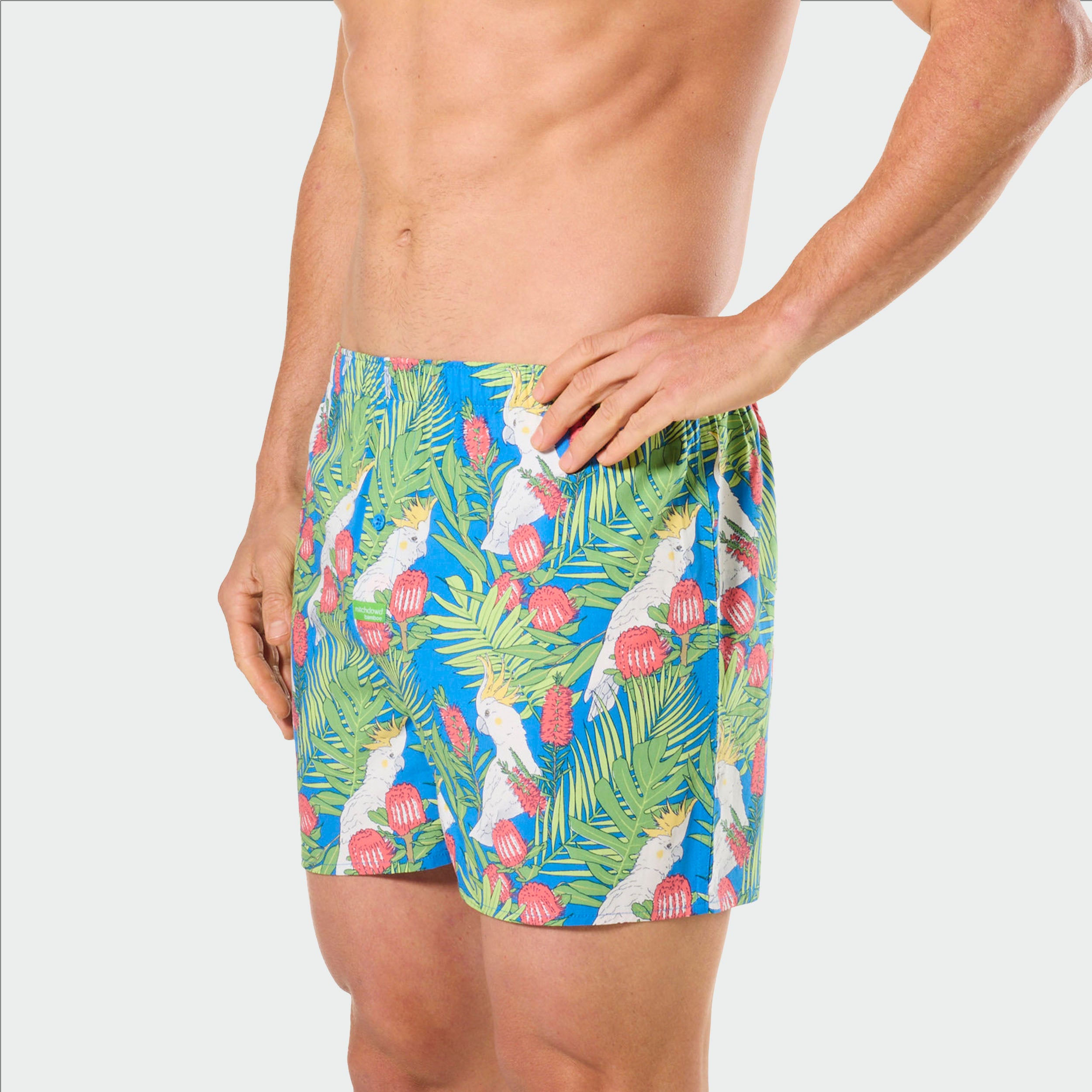 Mitch Dowd Men's Bamboo Boxer Cockatoo Leaves