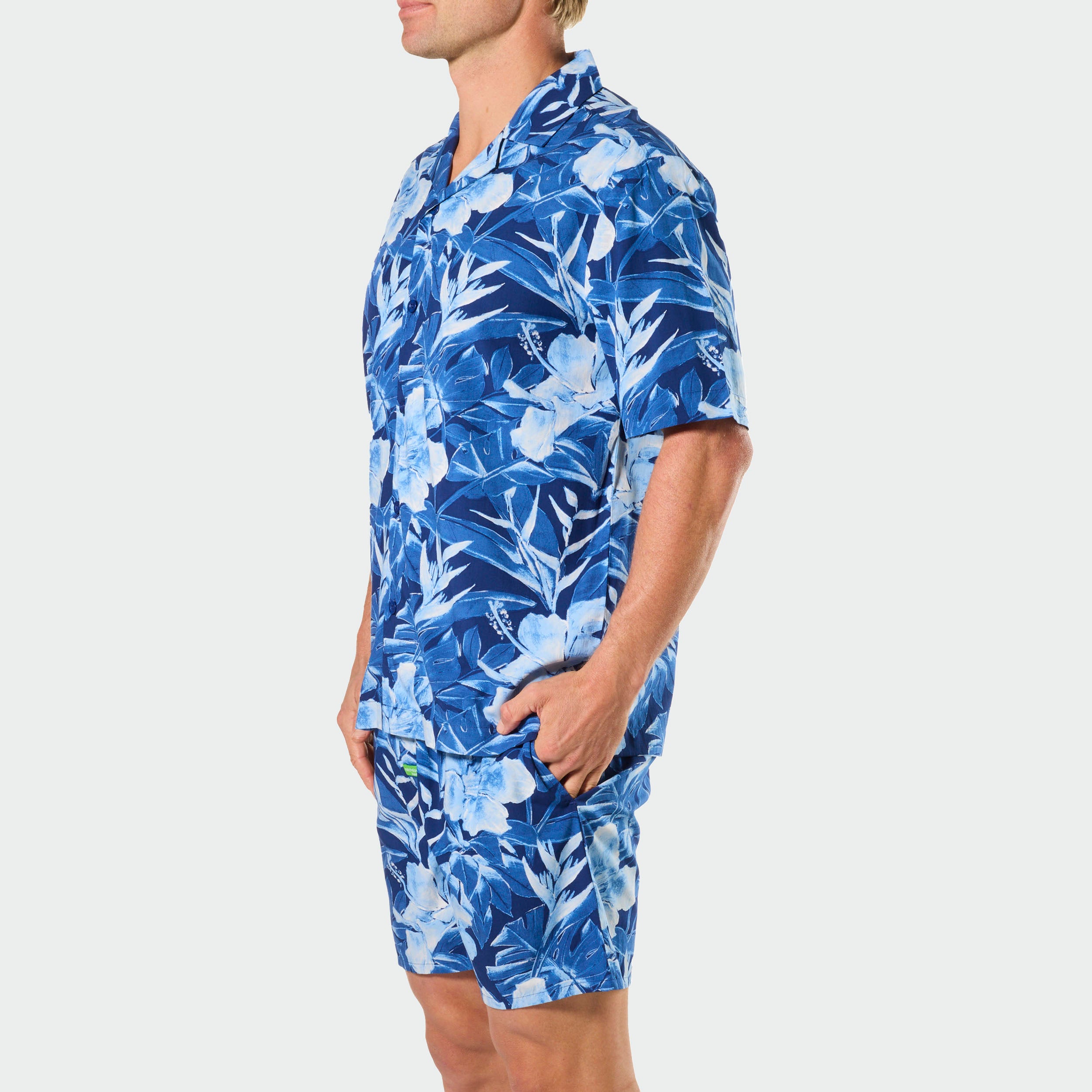 Mitch Dowd Men's Bamboo Pyjama Set Painted Tropical Top and Shorts