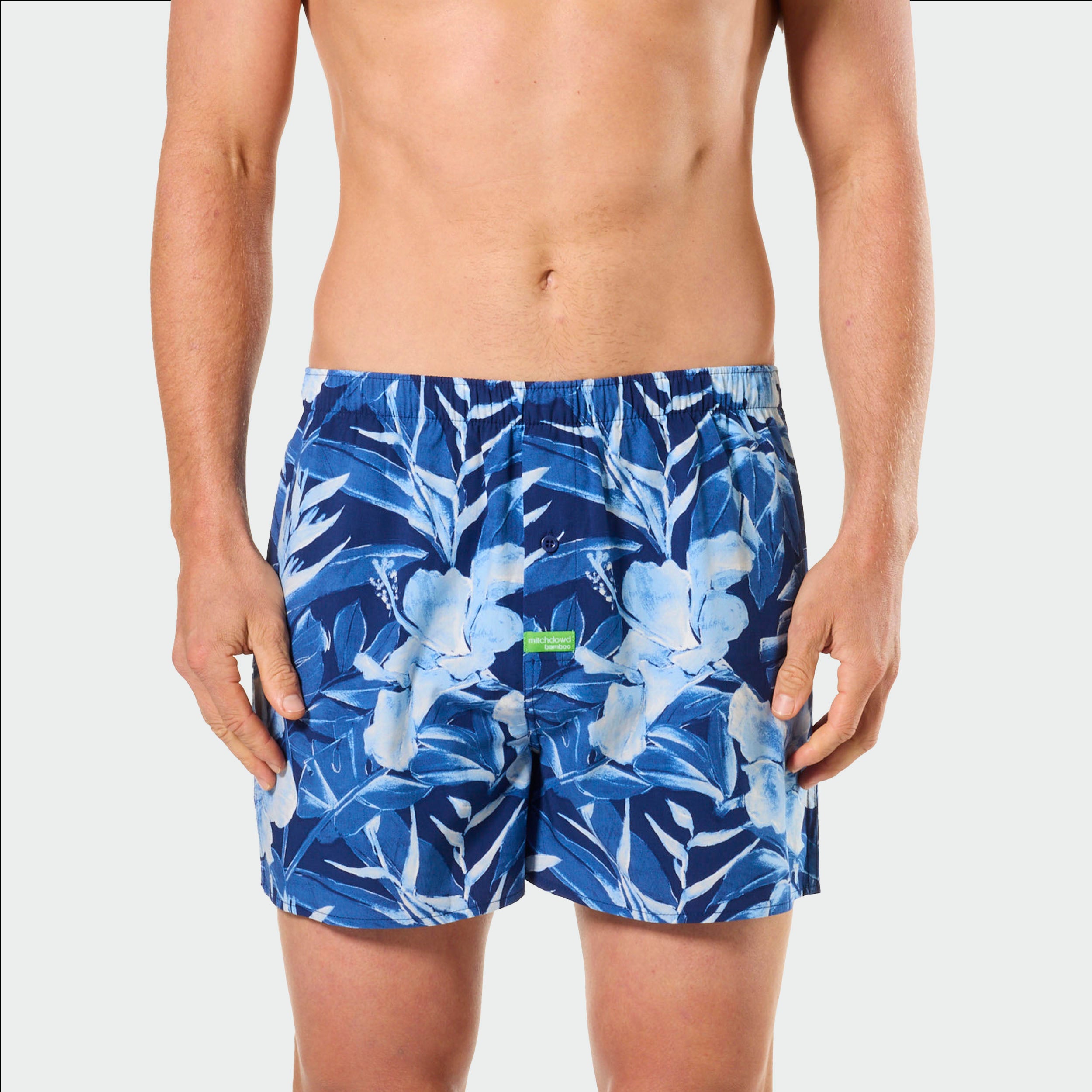 Mitch Dowd Men's Bamboo Boxer Shorts Painted Tropical Design