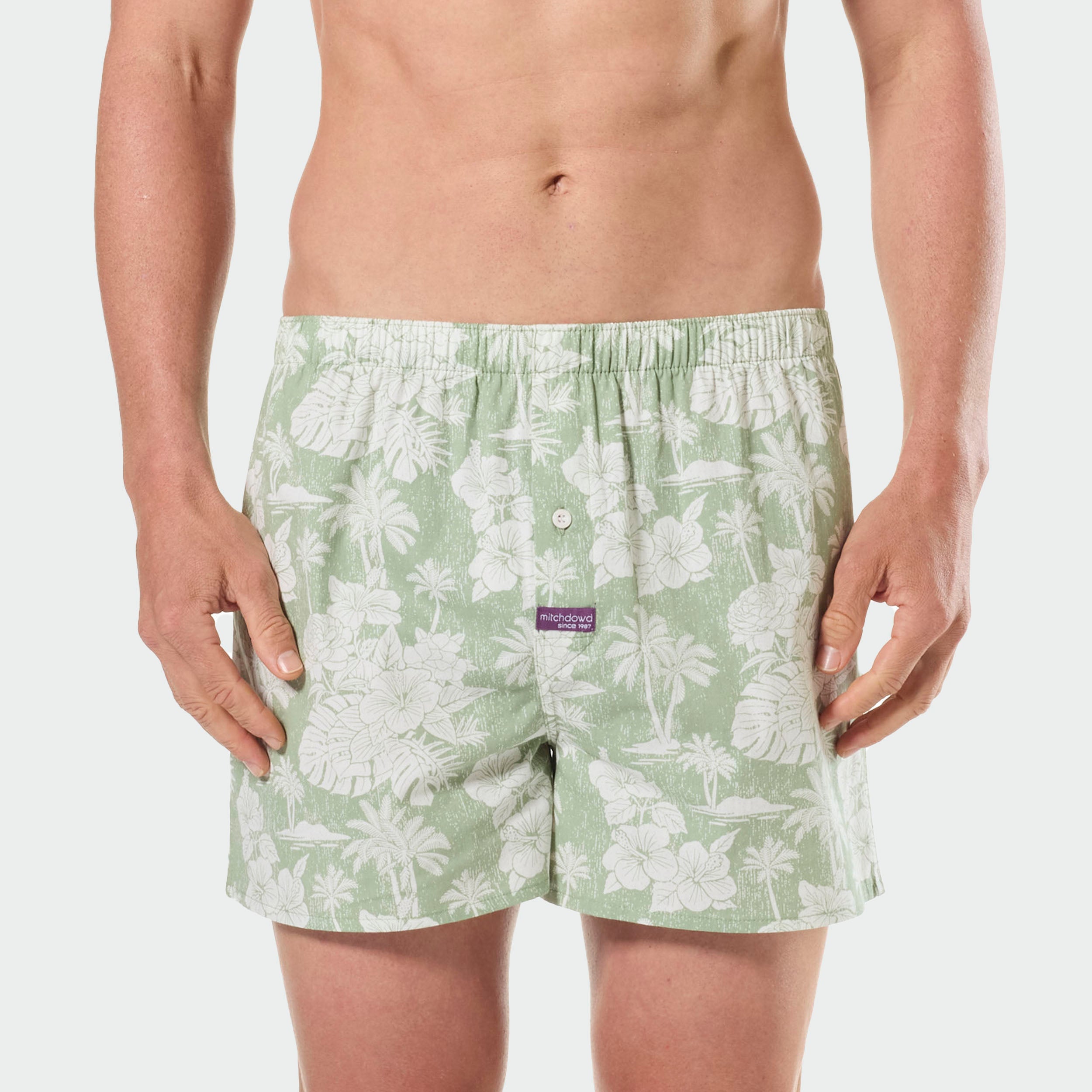 Mitchdowd Men’s Maui 3 Pack Boxer Shorts - Tropical and Stripe Sleepwear
