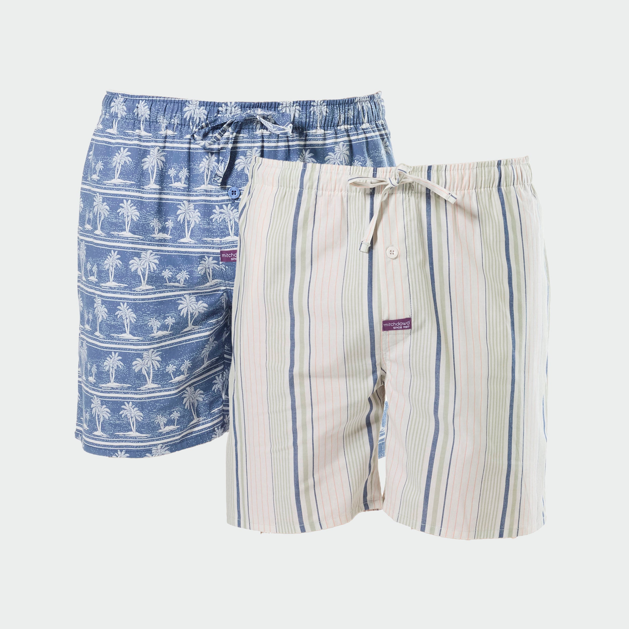 Mitchdowd Mens Maui 2 Pack Sleep Shorts – Cotton Lounge Shorts