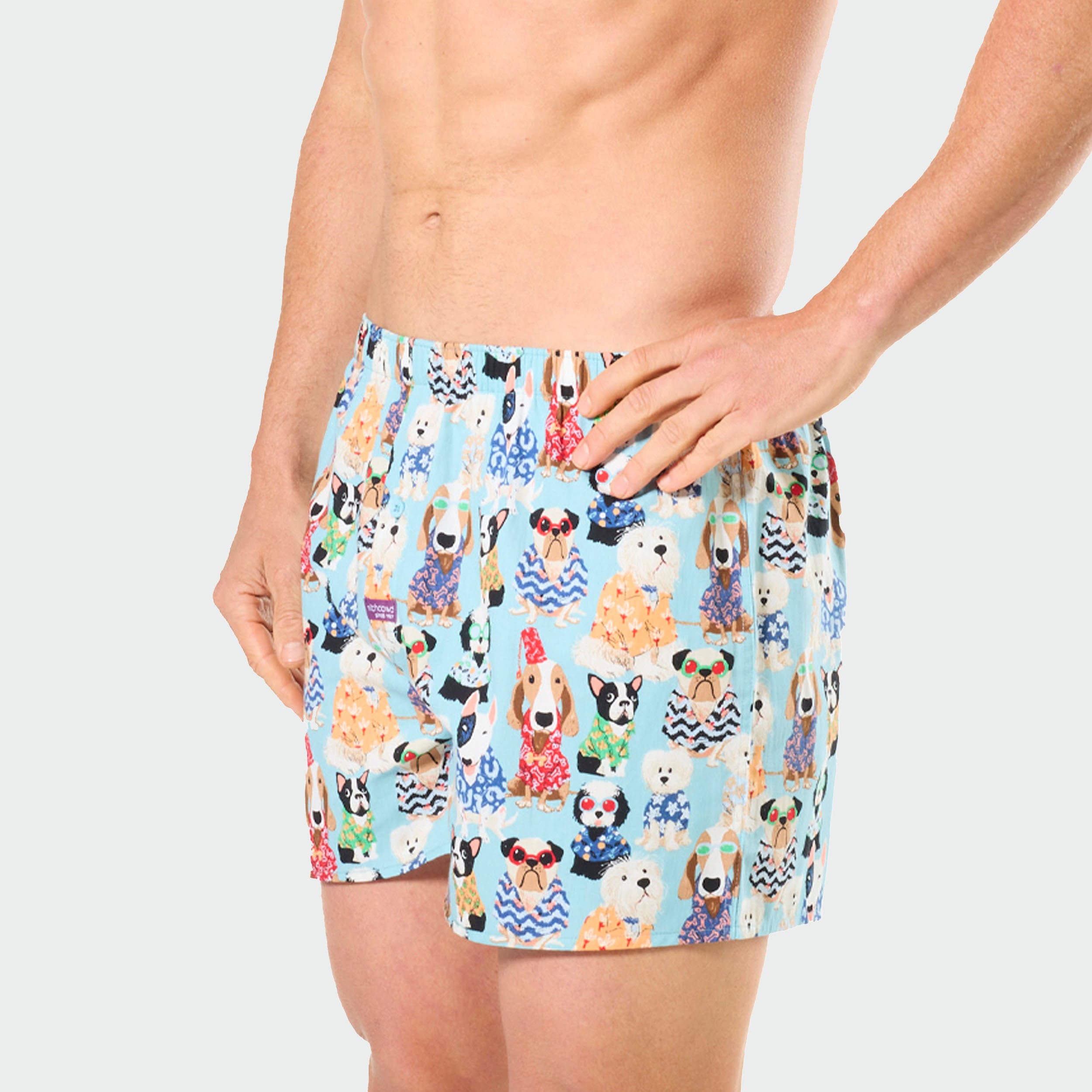 Mitch Dowd Men's Woven Boxer Shorts Doggy Shirts Design