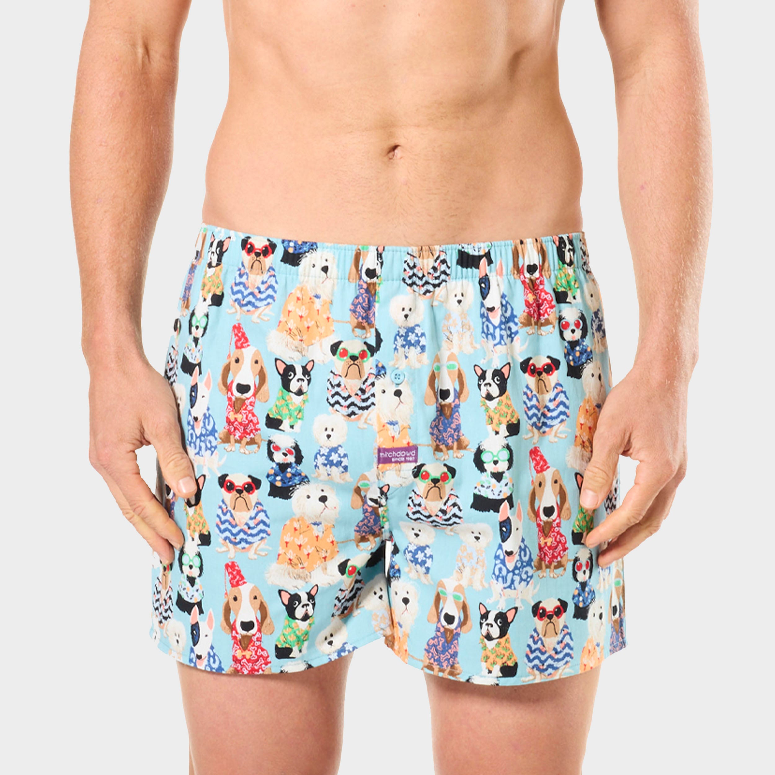 Mitch Dowd Men's Woven Boxer Shorts Doggy Shirts Design