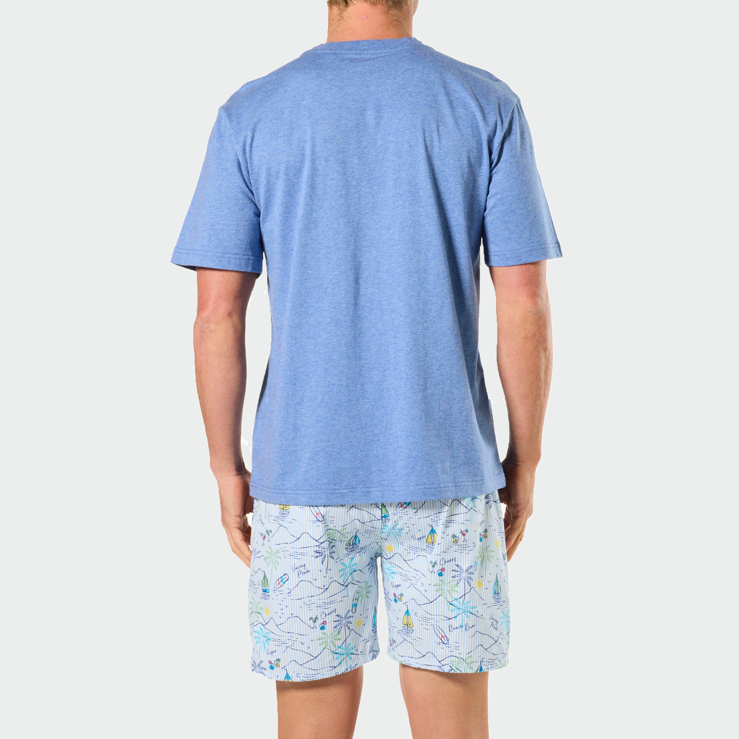 Mitch Dowd Men's Pyjama Set Vacation Mode Design Tee and Boxer Shorts