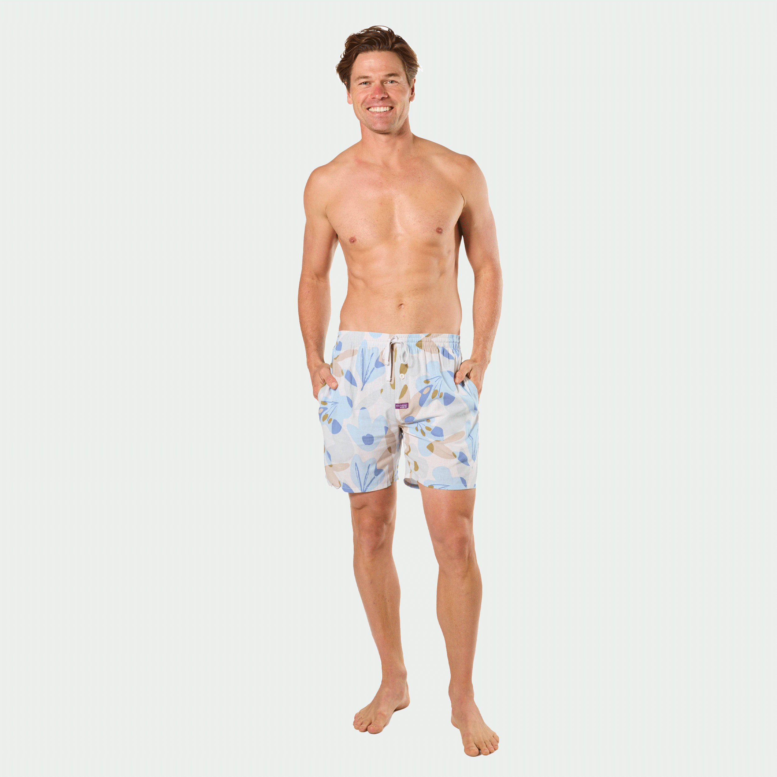 Mitchdowd Men’s Woven Cotton Sleep Shorts in Abstract Floral Print