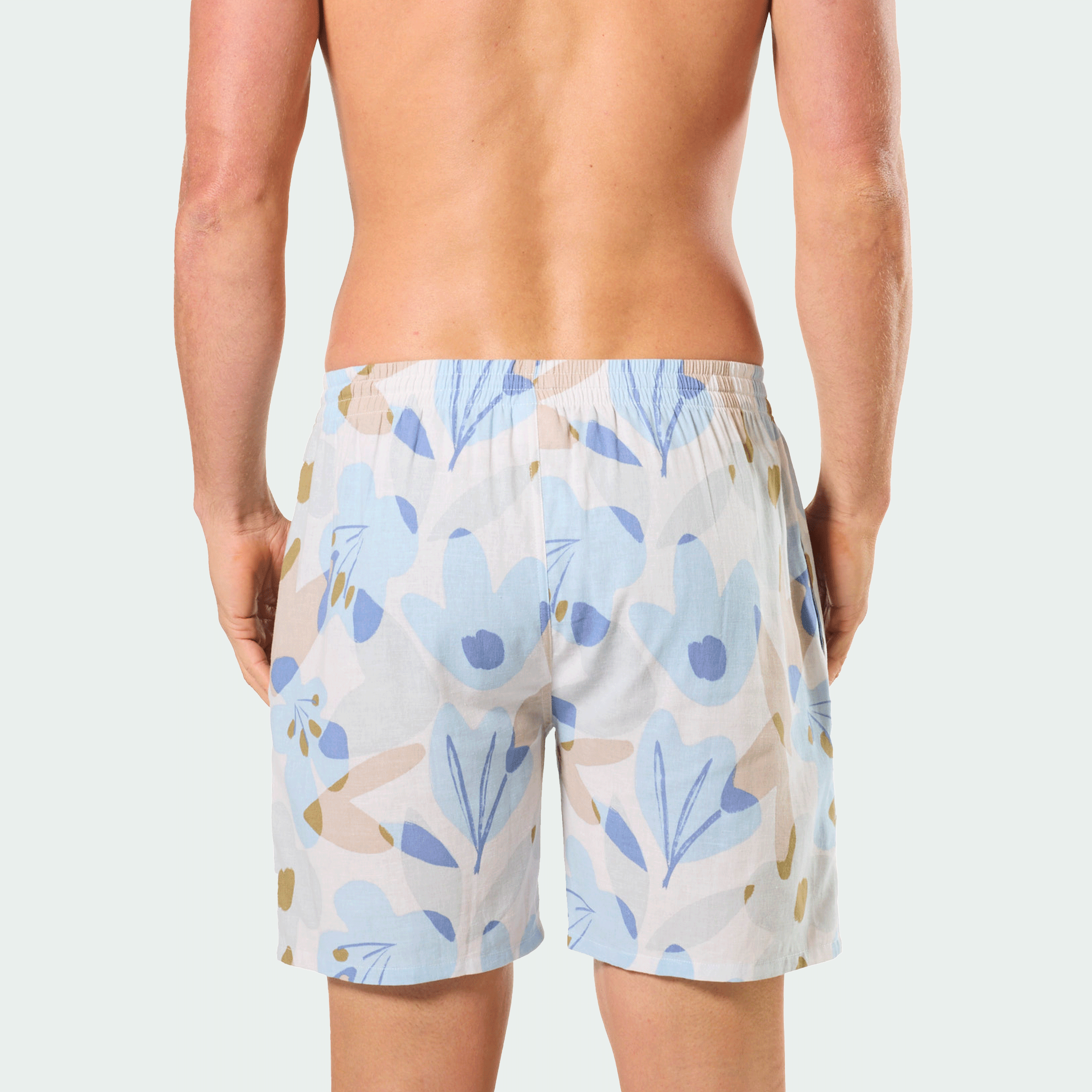 Mitchdowd Men’s Woven Cotton Sleep Shorts in Abstract Floral Print