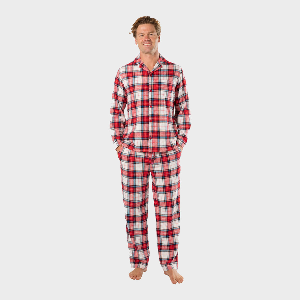 Men's Red Check Flannel Pyjama Set