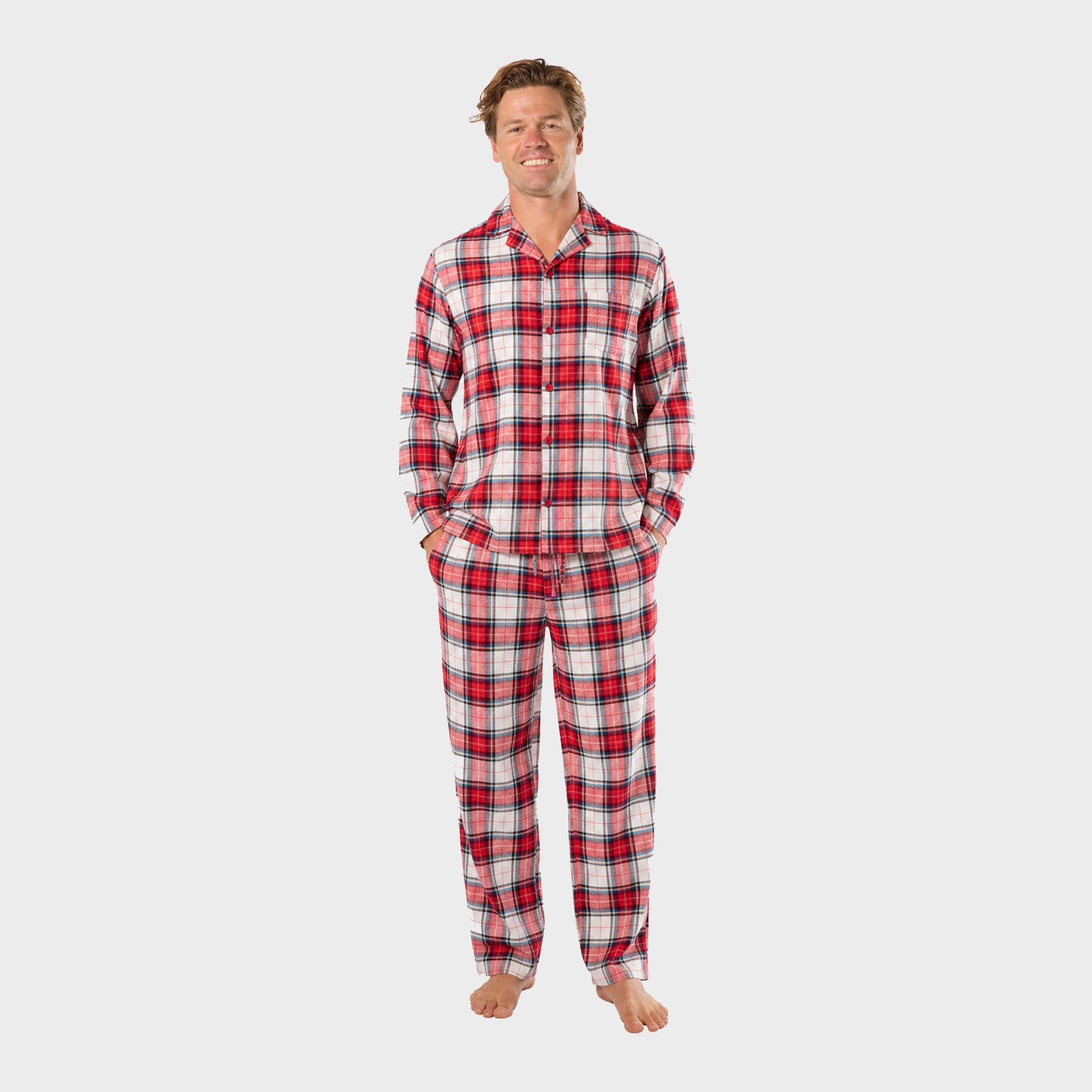 Men's Red Check Flannel Pyjama Set