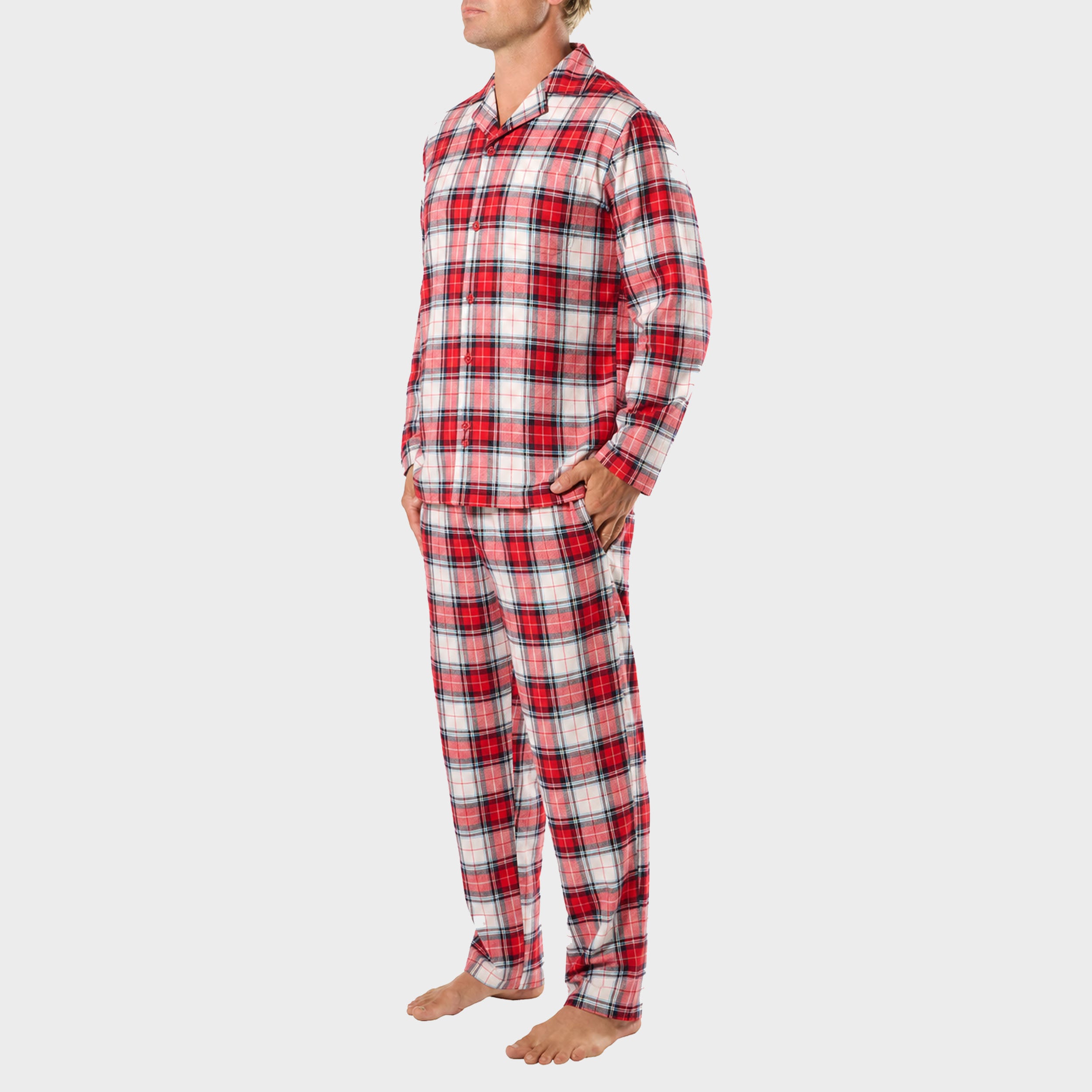 Men's Red Check Flannel Pyjama Set