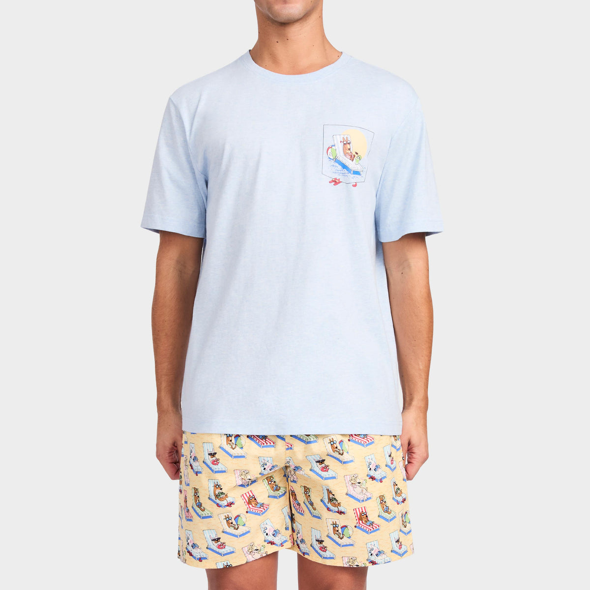 Mitchdowd Men's Doggy Loungin Short Sleeve Cotton Pyjama Set