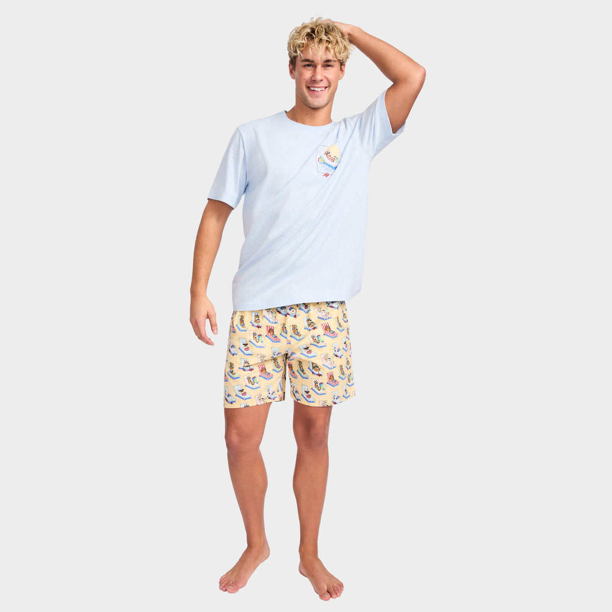 Mitchdowd Men's Doggy Loungin Short Sleeve Cotton Pyjama Set