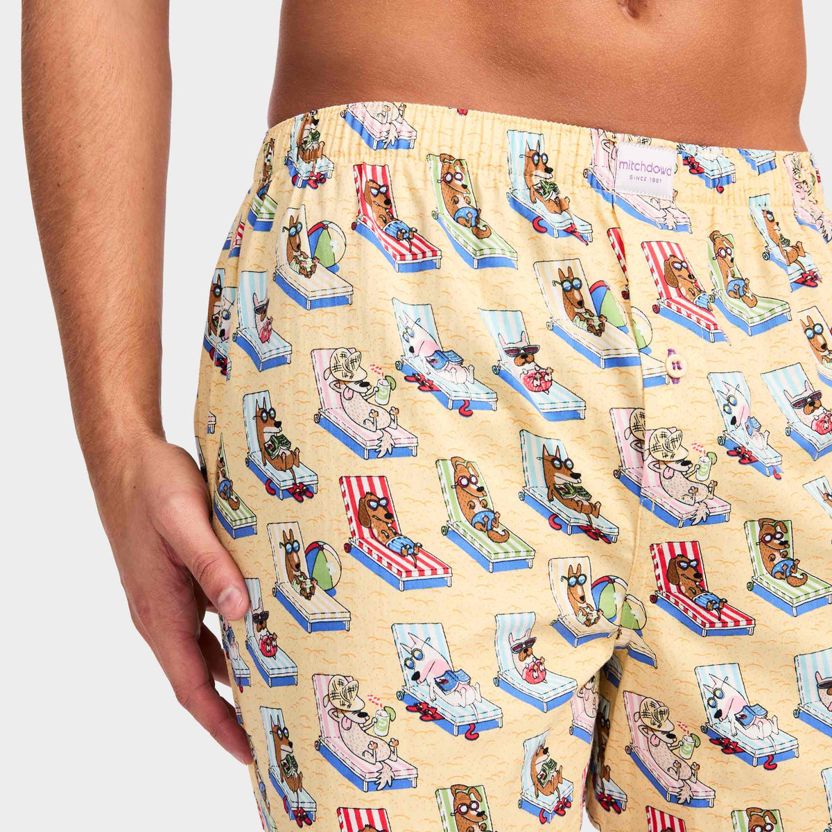 Mitchdowd Men's Doggy Loungin Cotton Boxer Shorts