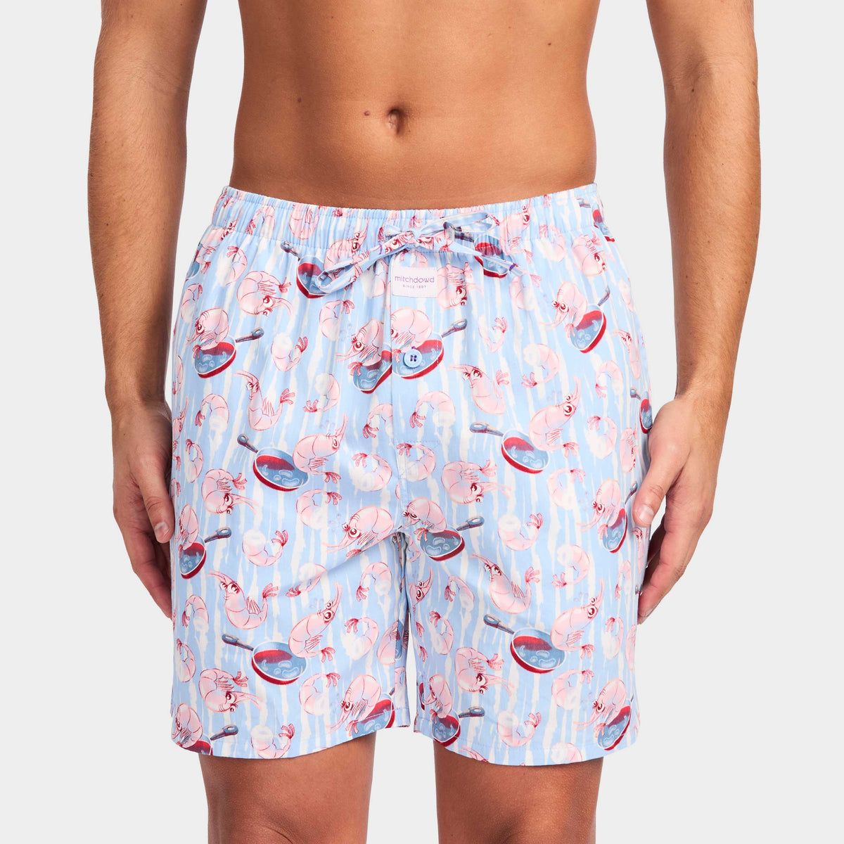 Mitchdowd Men's Prawns O Peril Cotton Sleep Shorts 2 Pack