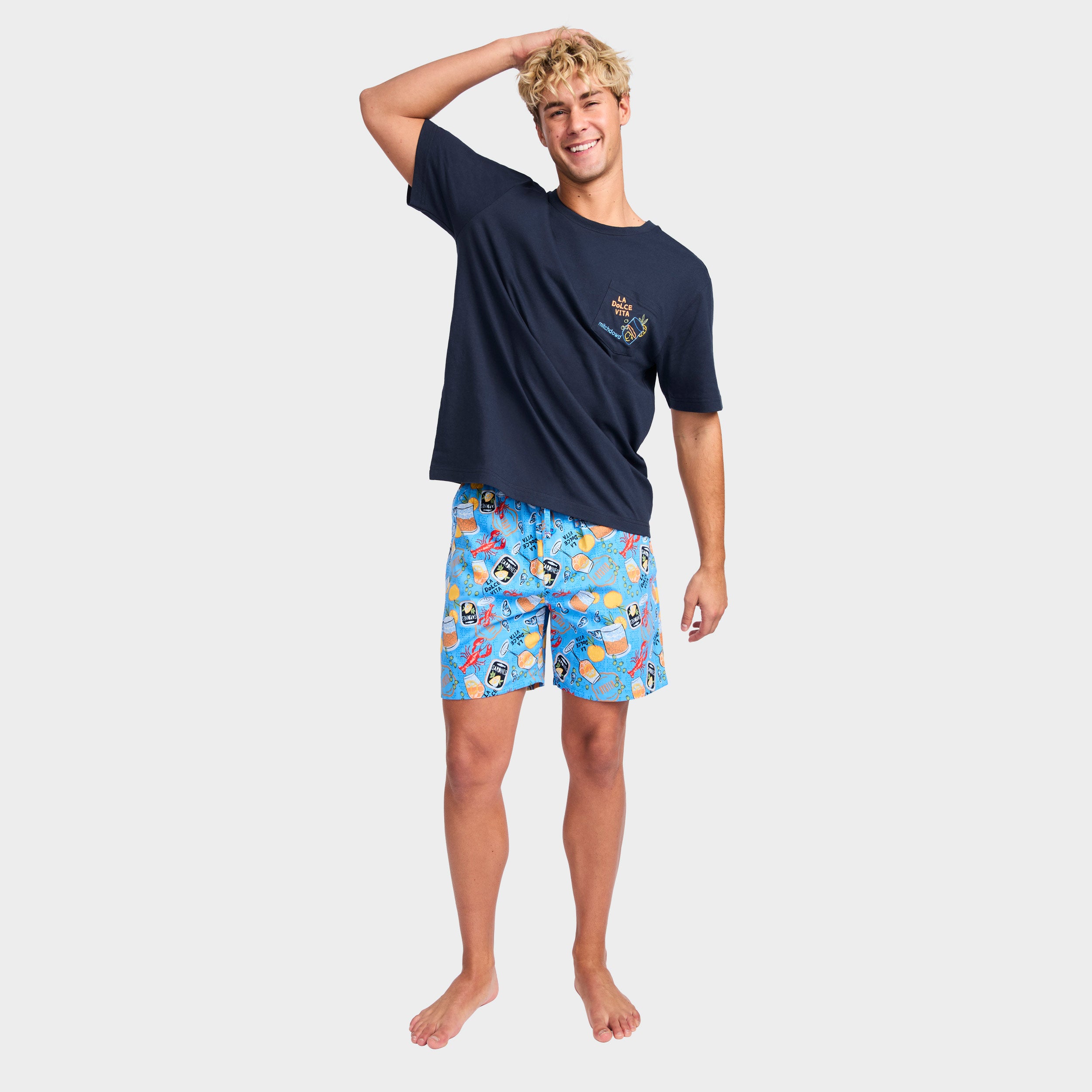 Mitchdowd Men’s La Dolce Vita Cotton Pyjama Set