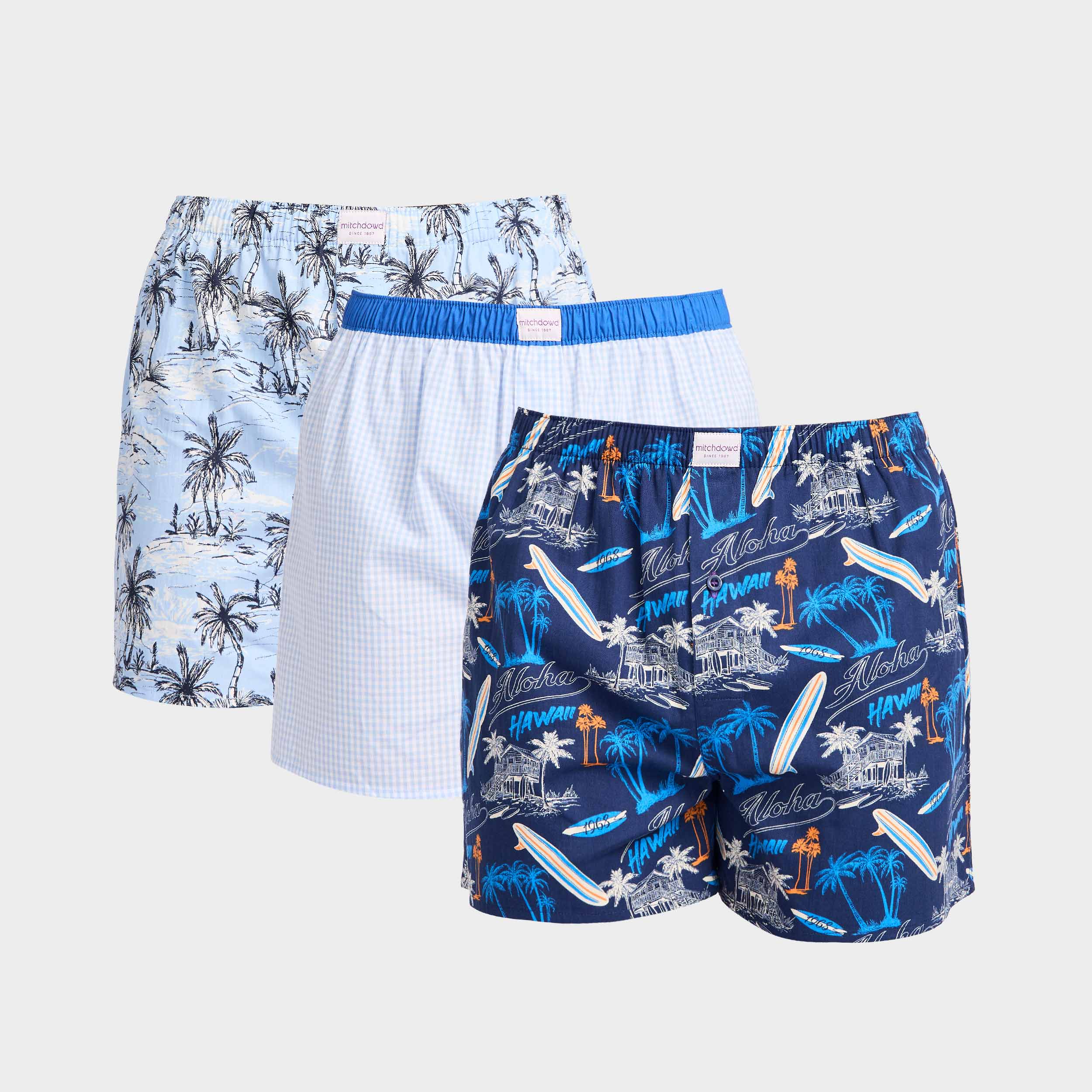 Mitchdowd Men’s Surf 1968 Cotton Boxer Shorts 3 Pack