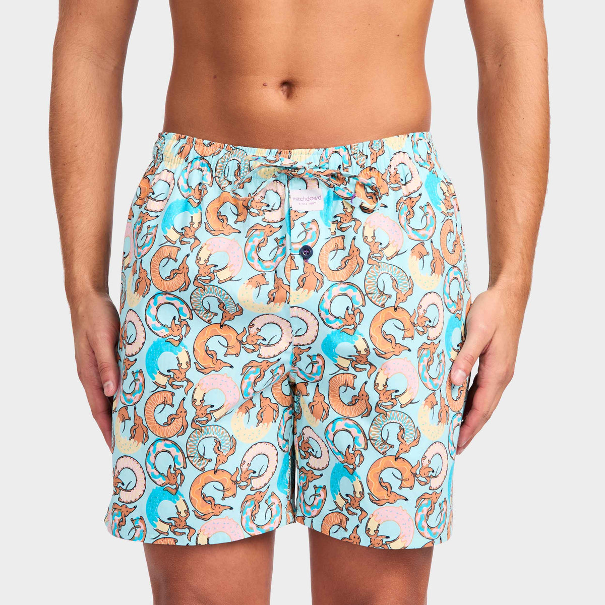 Mitchdowd Men's Donut Dog Cotton Sleep Shorts