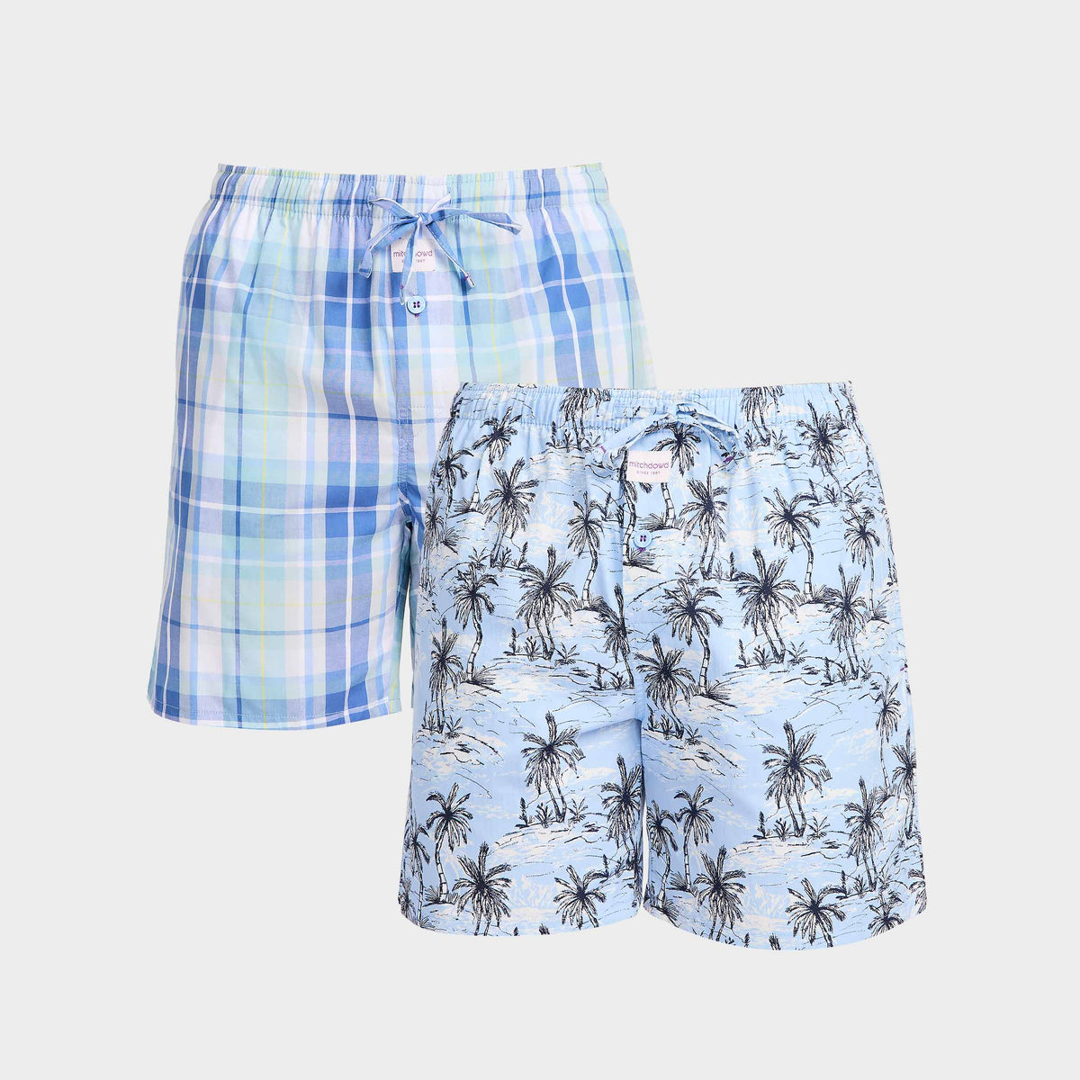 Mitchdowd Men's Sketchy Palms Cotton Sleep Shorts 2 Pack