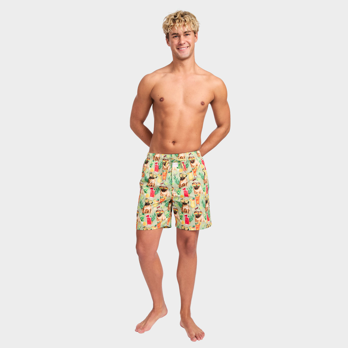 Mitchdowd Men's Party Pugs Cotton Sleep Shorts