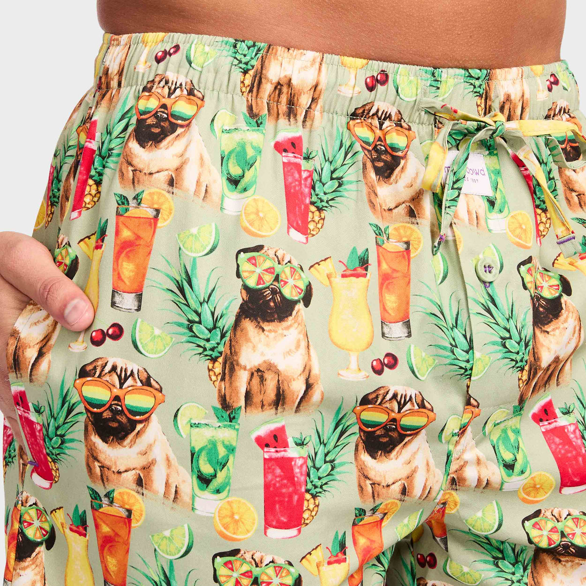 Mitchdowd Men's Party Pugs Cotton Sleep Shorts