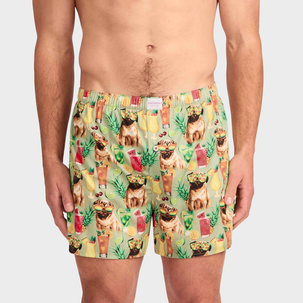 Mitchdowd Men's Party Pugs Cotton Boxer Shorts