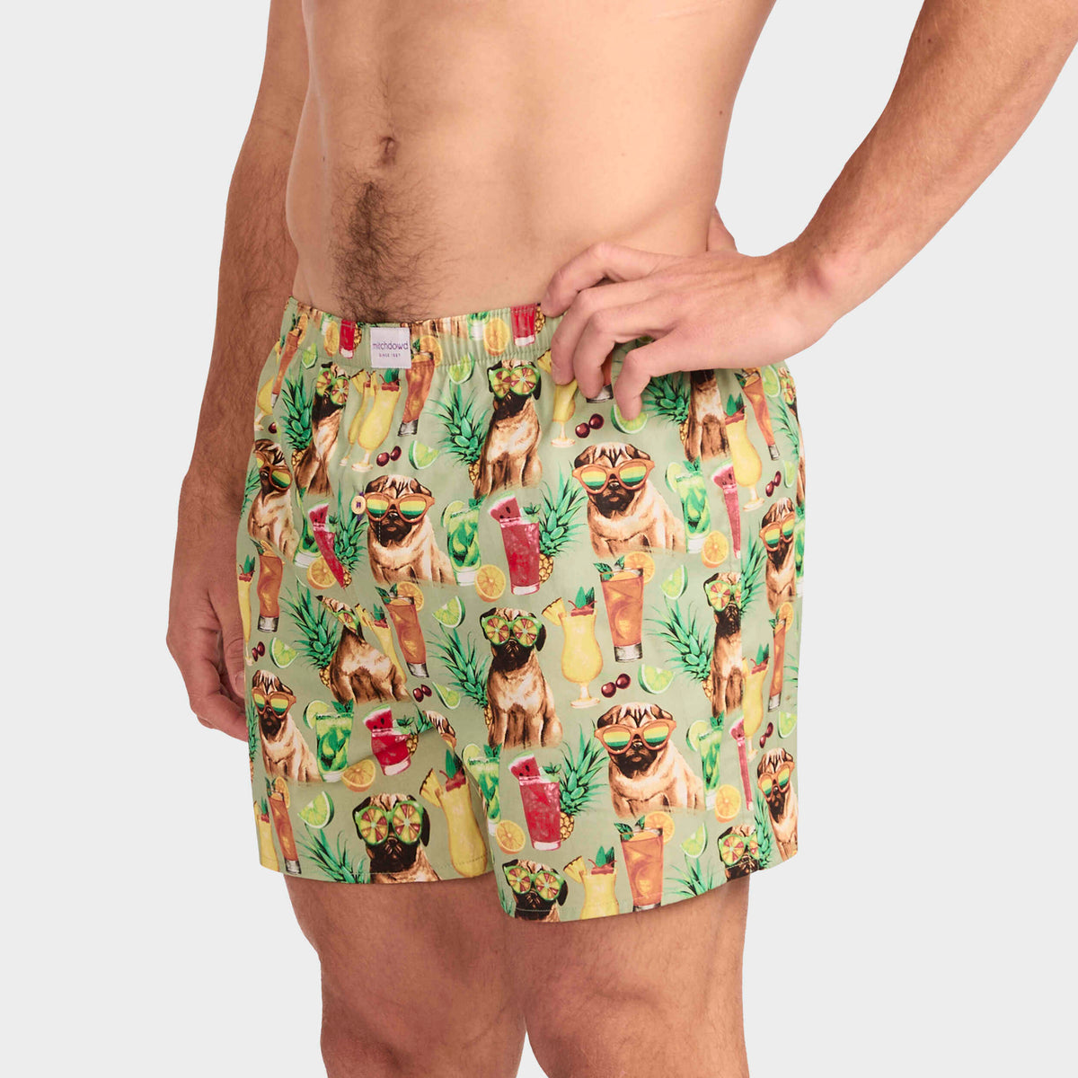 Mitchdowd Men's Party Pugs Cotton Boxer Shorts