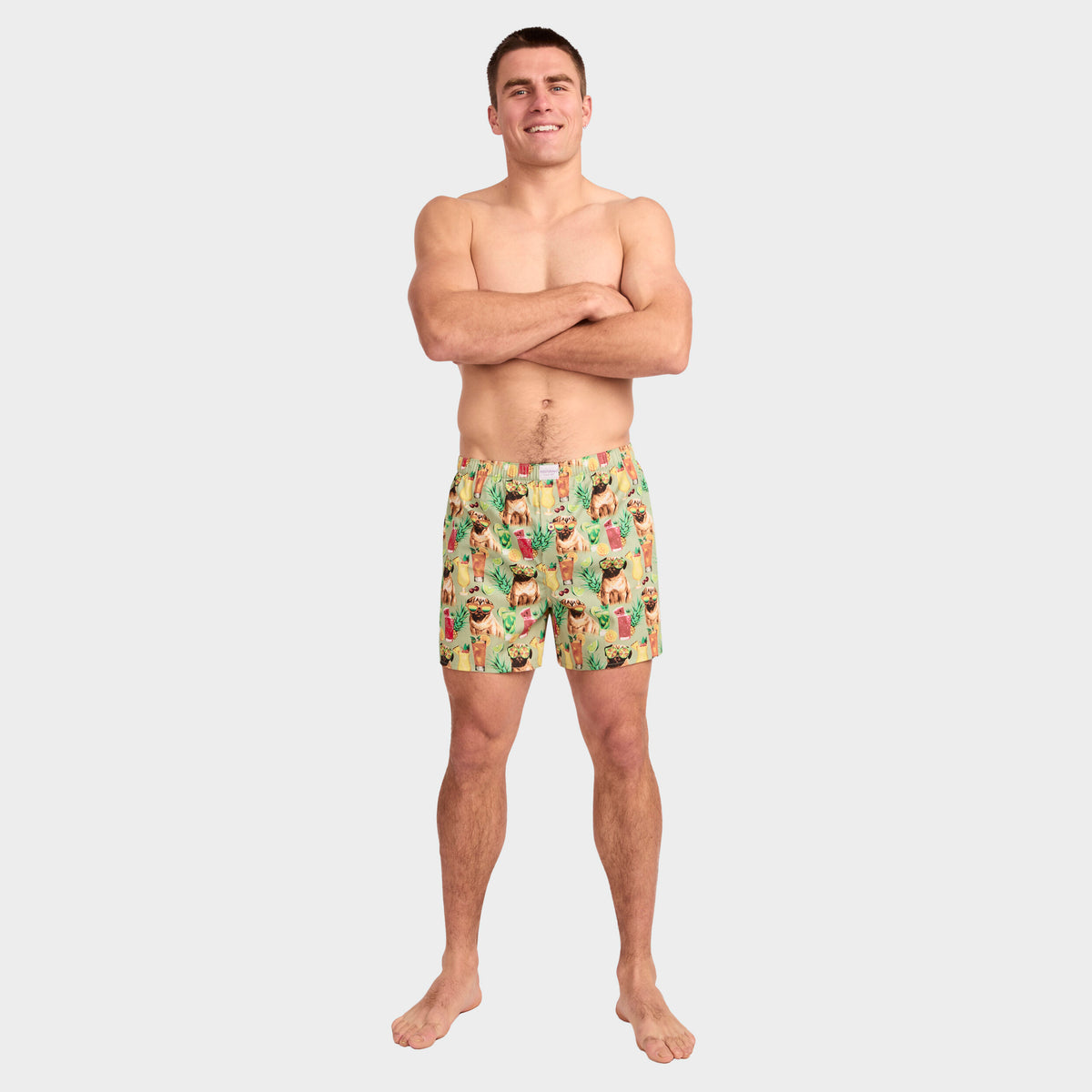 Mitchdowd Men's Party Pugs Cotton Boxer Shorts
