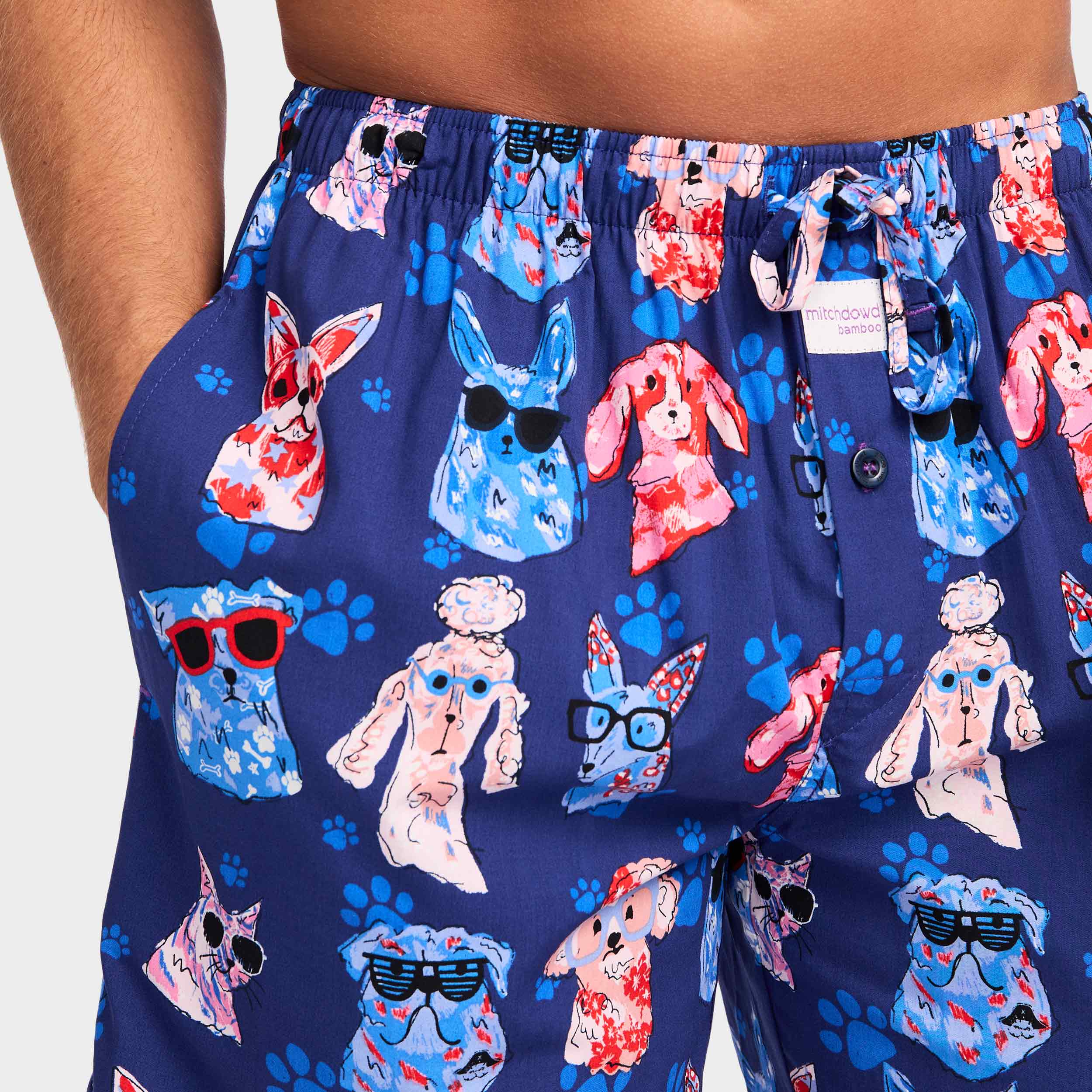 Mitchdowd Men’s Dog Paws Bamboo Sleep Shorts