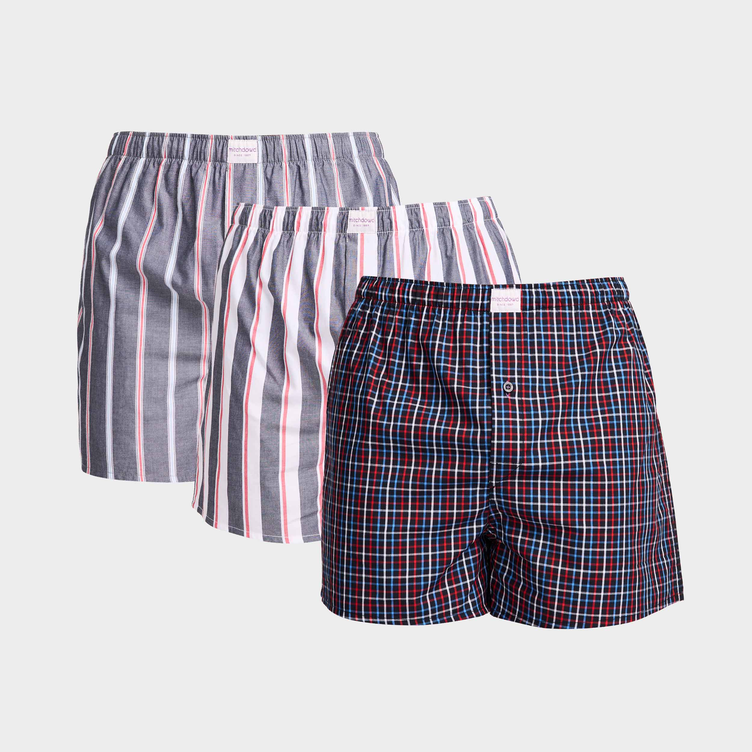 Mitchdowd Men’s Patriot Stripe Cotton Boxer Shorts 3 Pack
