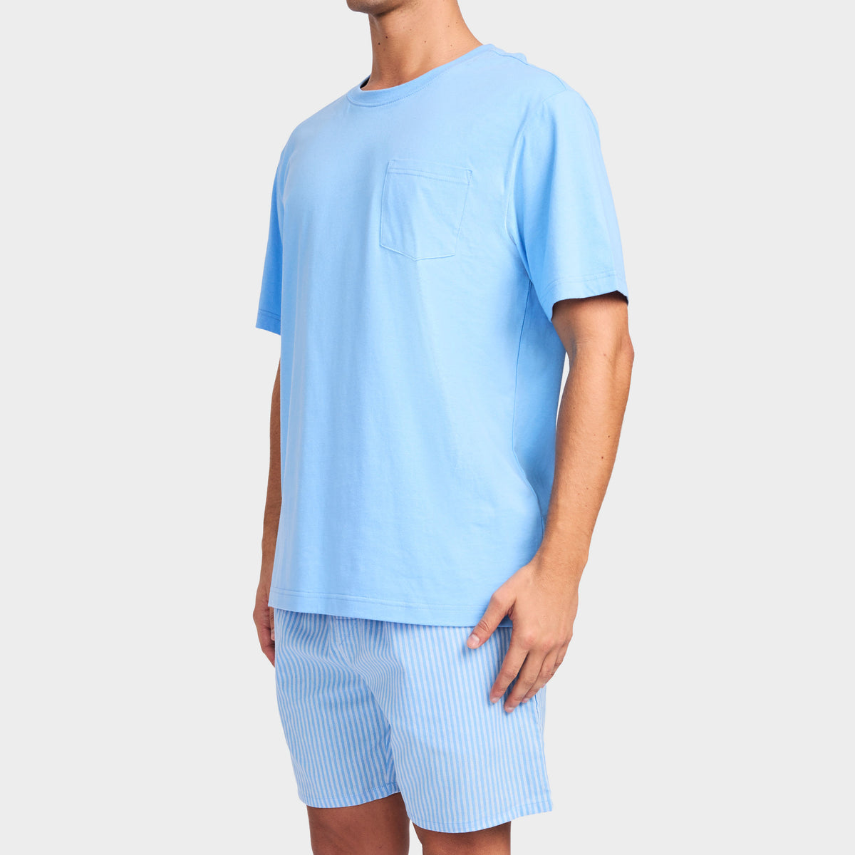 Mitchdowd Men's Blue Stripe Linen Sleep Set