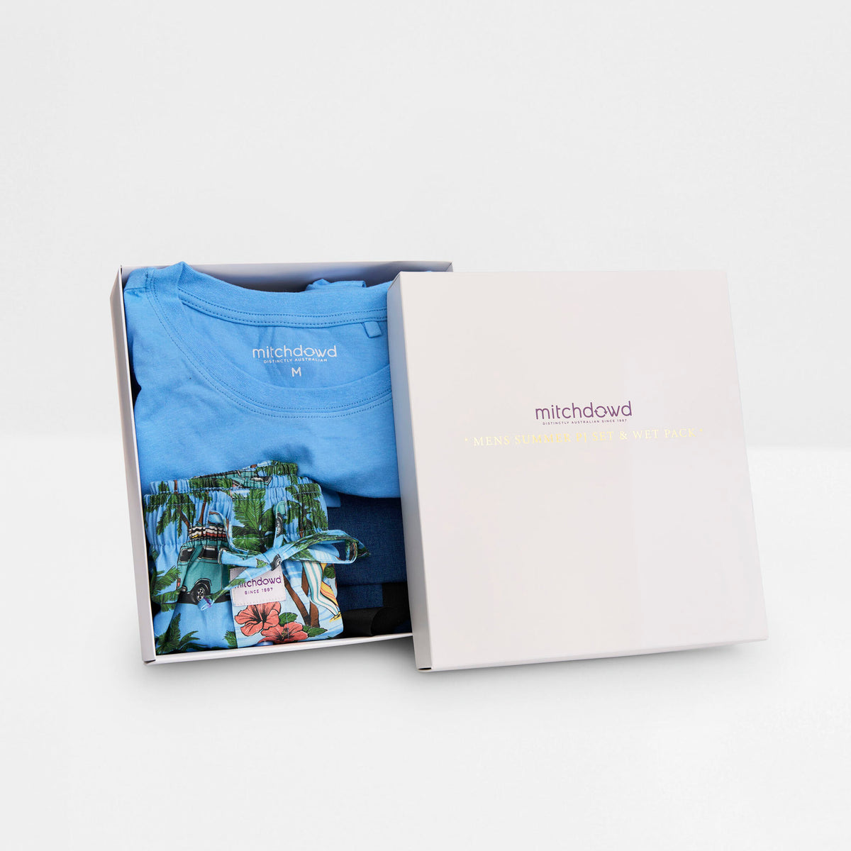 Mitchdowd Men's Surf Summer Pyjama Set And Wet Pack Gift Box