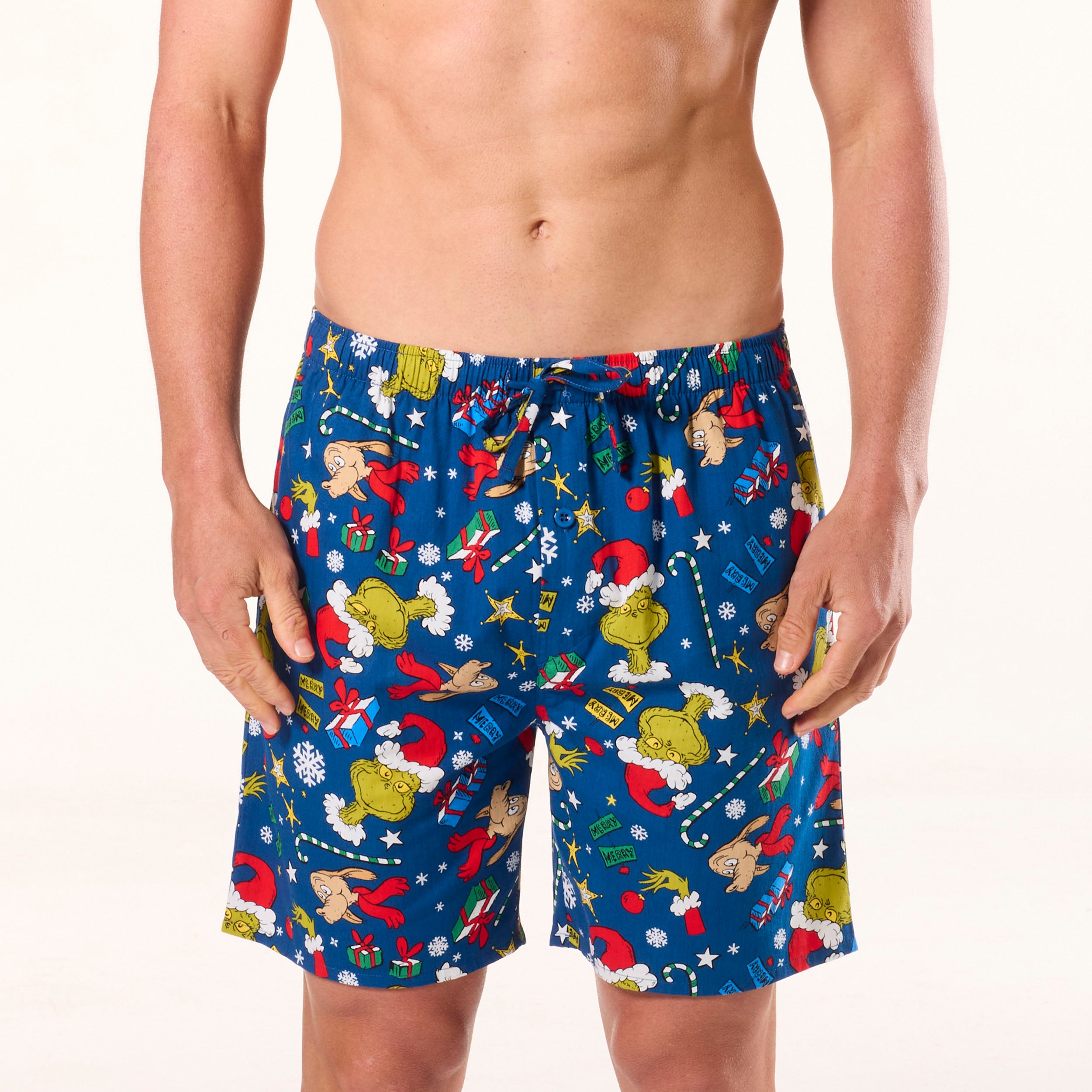 Men's Grinch Cotton Sleep Short - Navy - Image 1