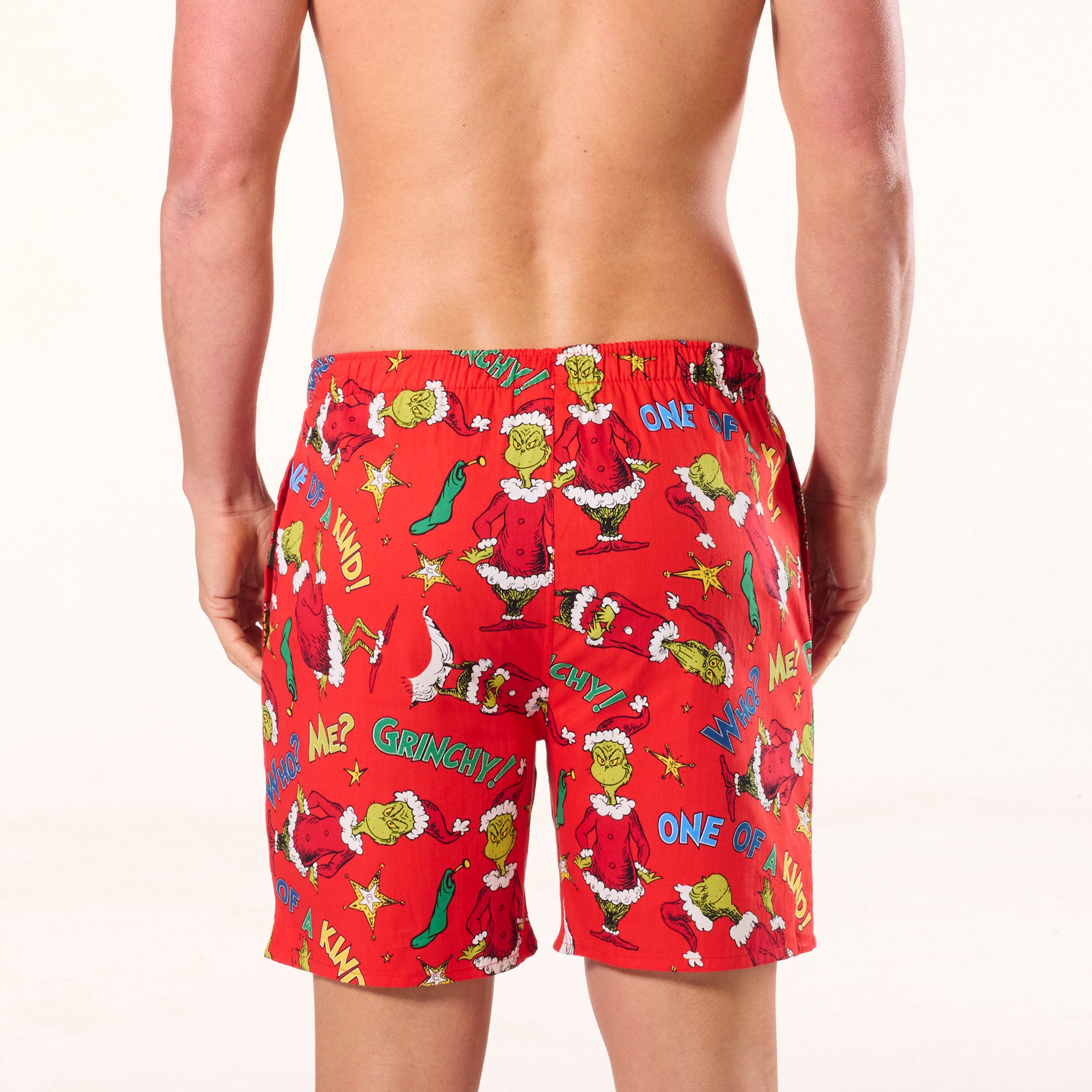 Men's Grinch Who Me Cotton Sleep Short - Red - Image 3