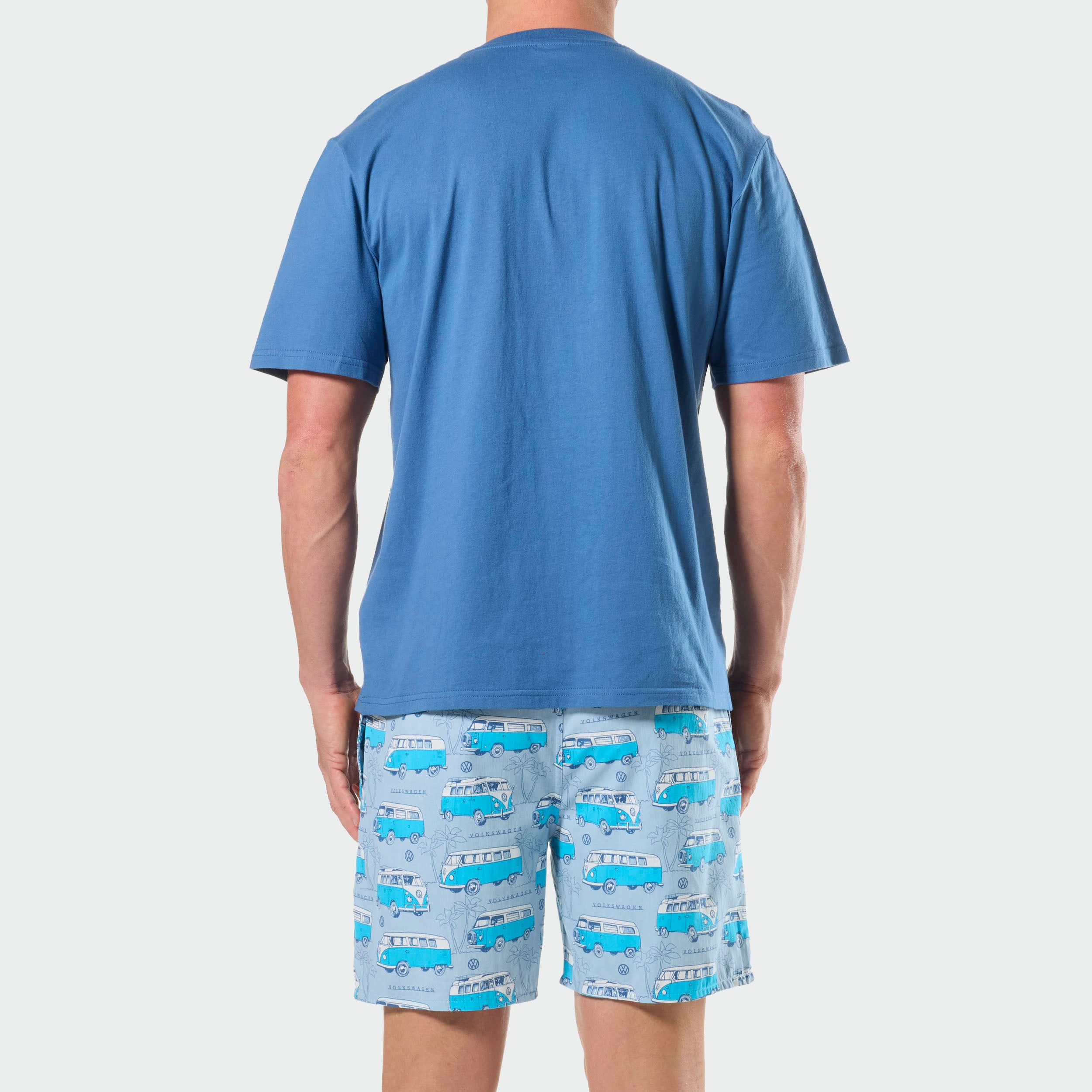 Mitchdowd VW Men’s Cotton Pyjama Set - Kombi Van Print Tee and Shorts