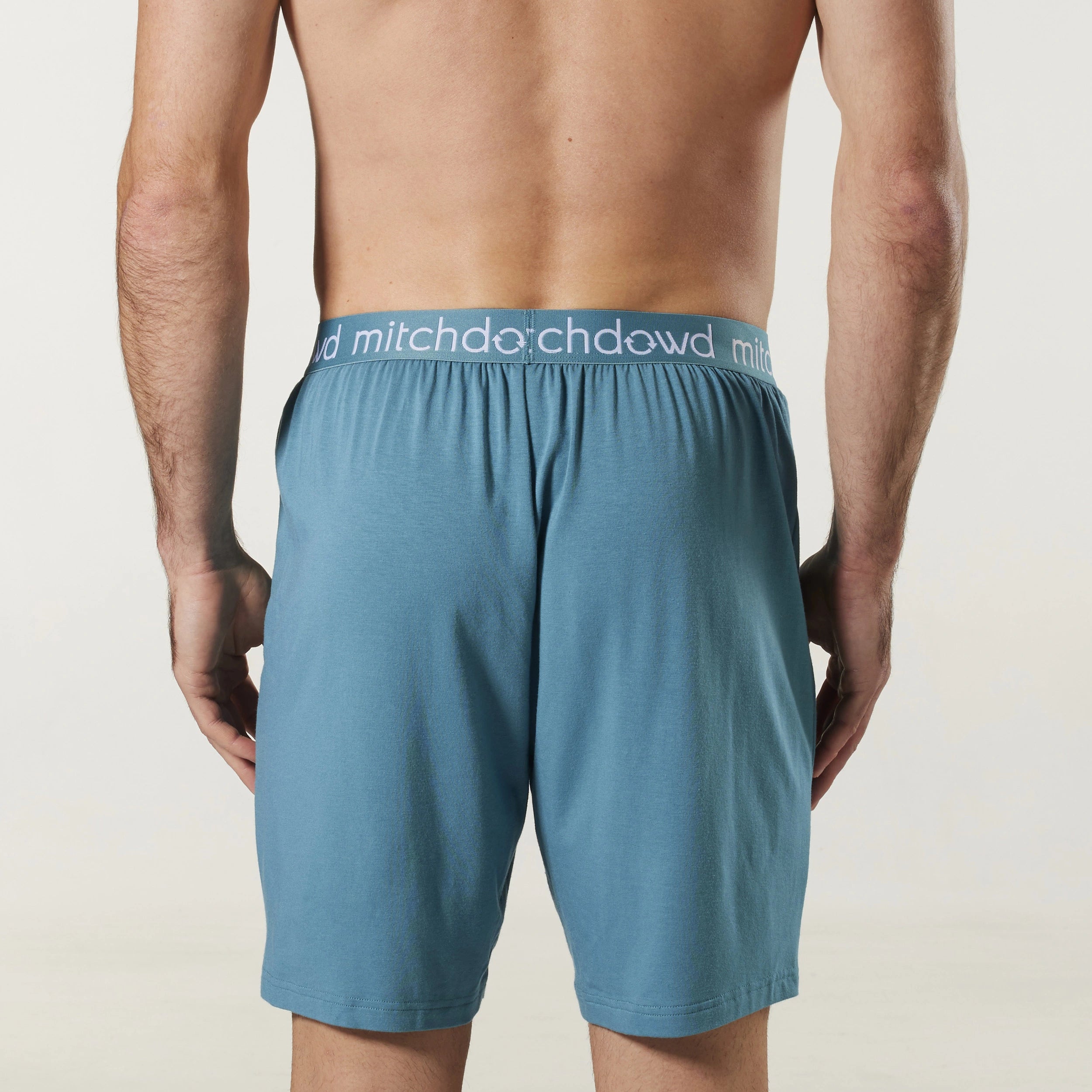 Men's Soft Bamboo Knit Sleep Short - Sage Model Image 4