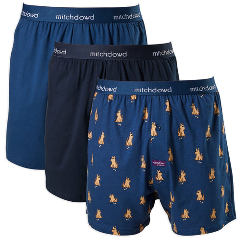 Mitch Dowd Men's Dog & Bone Cotton Loose Fit Knit Boxer Shorts 3 Pack Boxer  Shorts Shop Online Today.