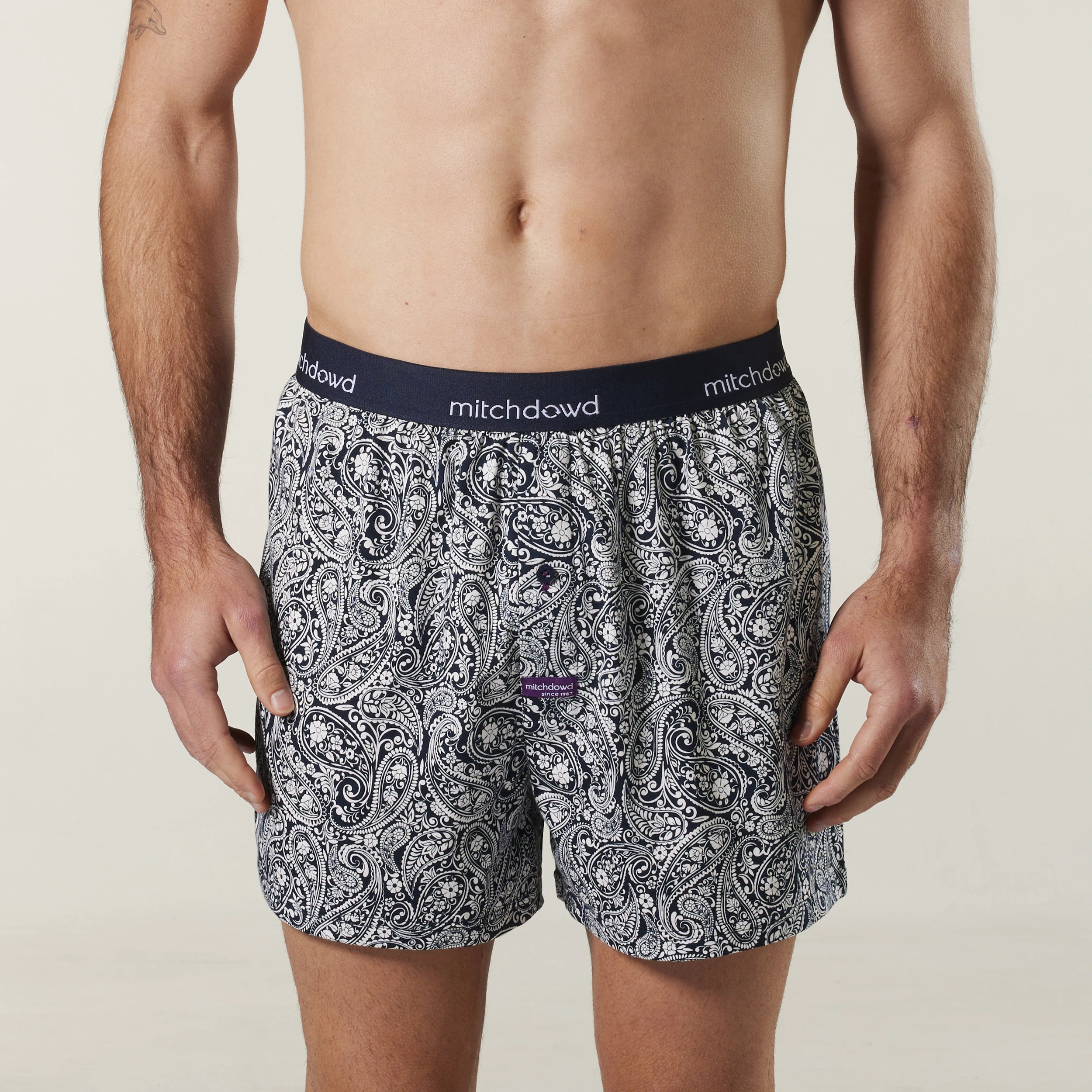 Men's Lazy Paisley Loose Fit Knit Boxer Shorts Model Image 1