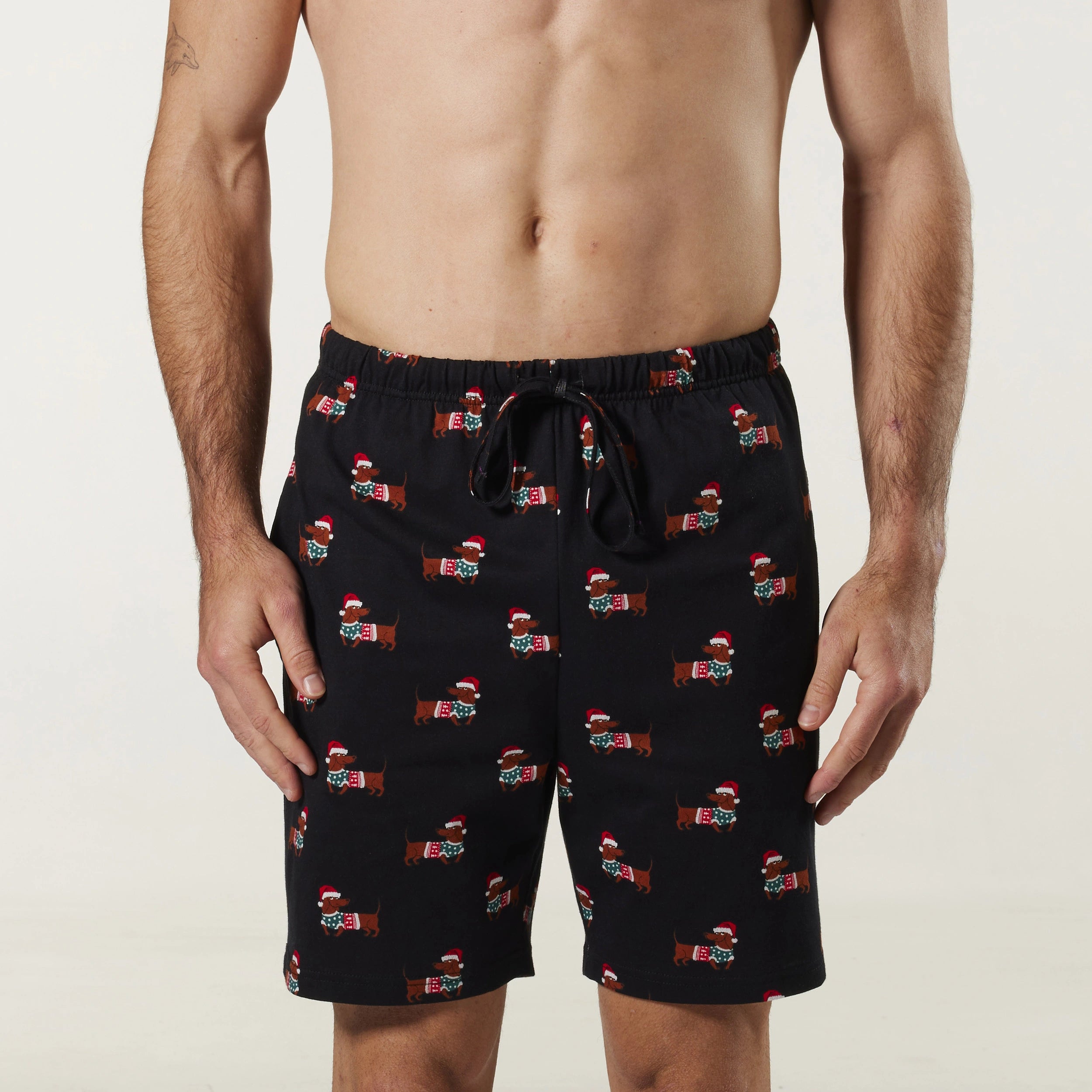 Men's Sausage Dogs Cotton Sleep Short - Black - Image 1