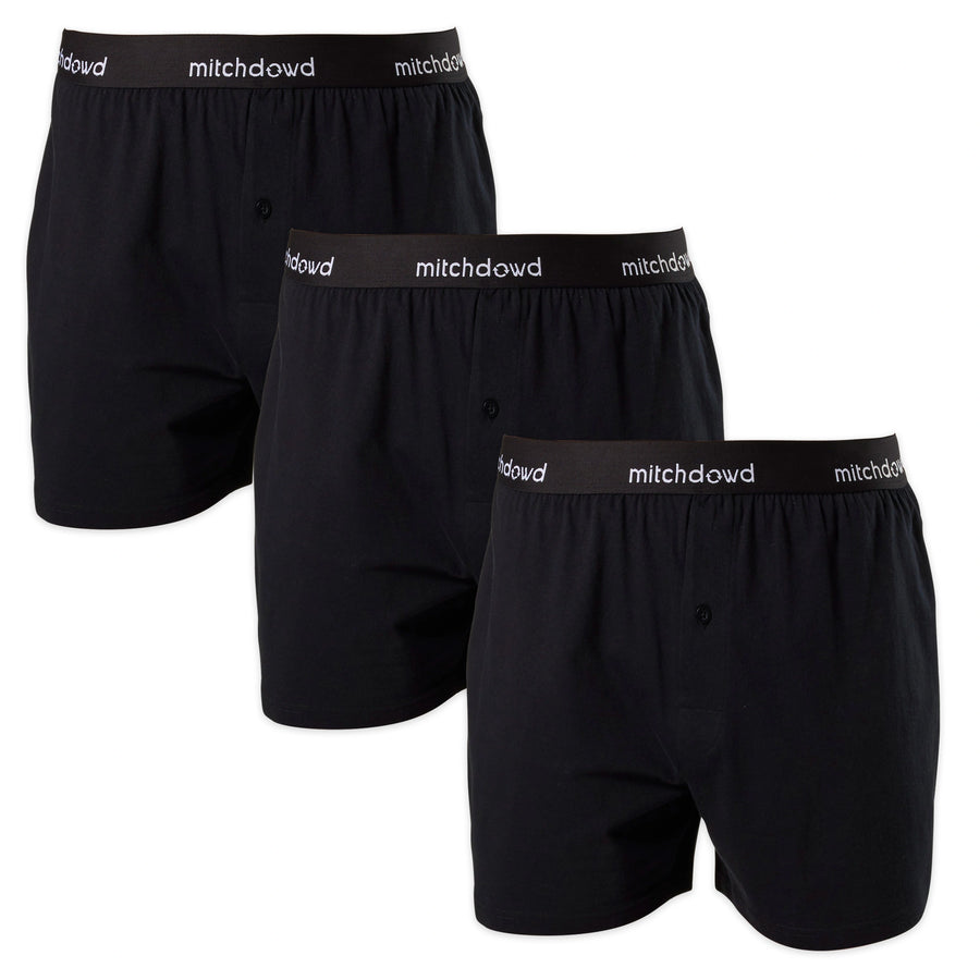 Men's Loose Fit Knit Boxer Shorts 3 Pack - Black Model Image # 1