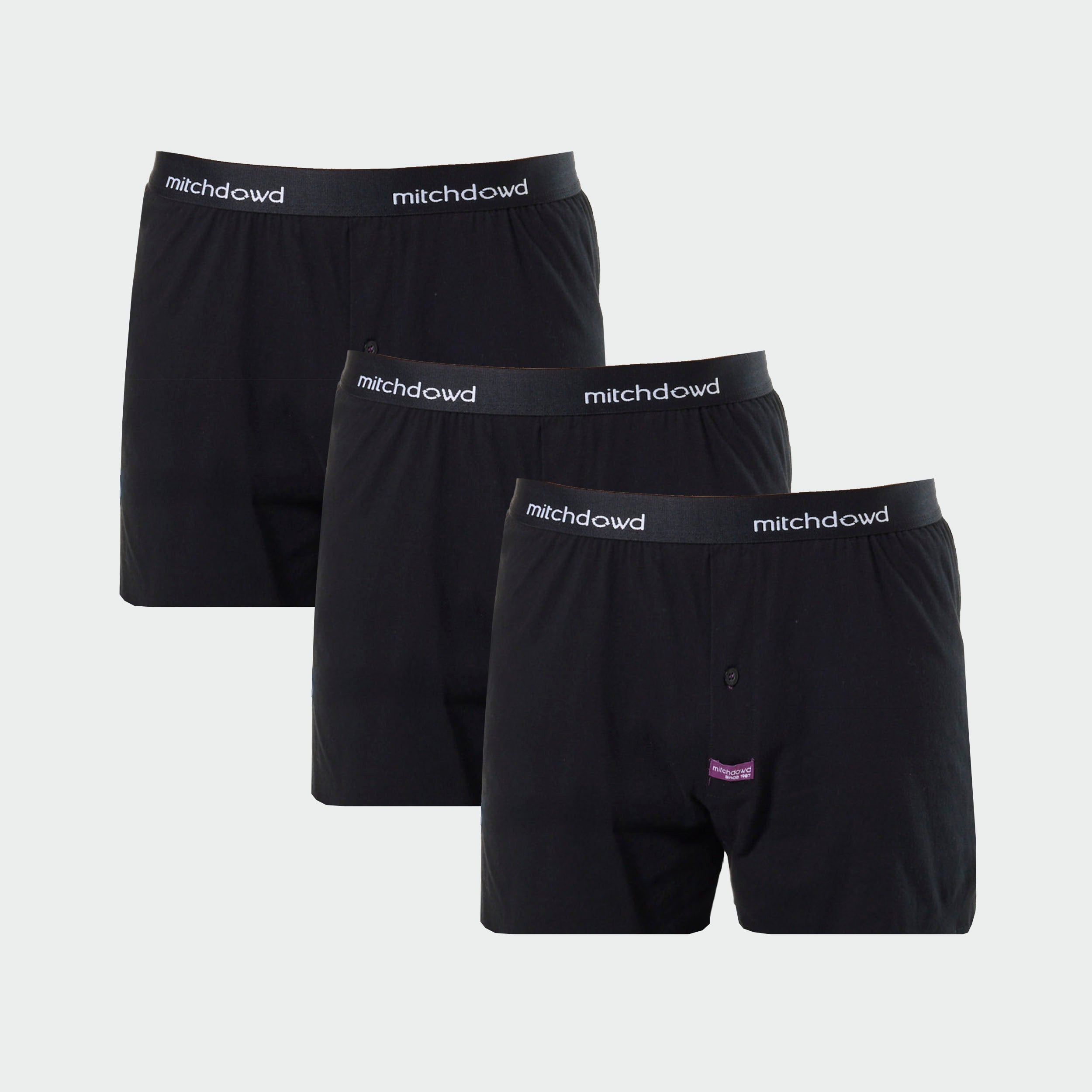 Men's Loose Fit Knit Boxer Shorts 3 Pack - Black